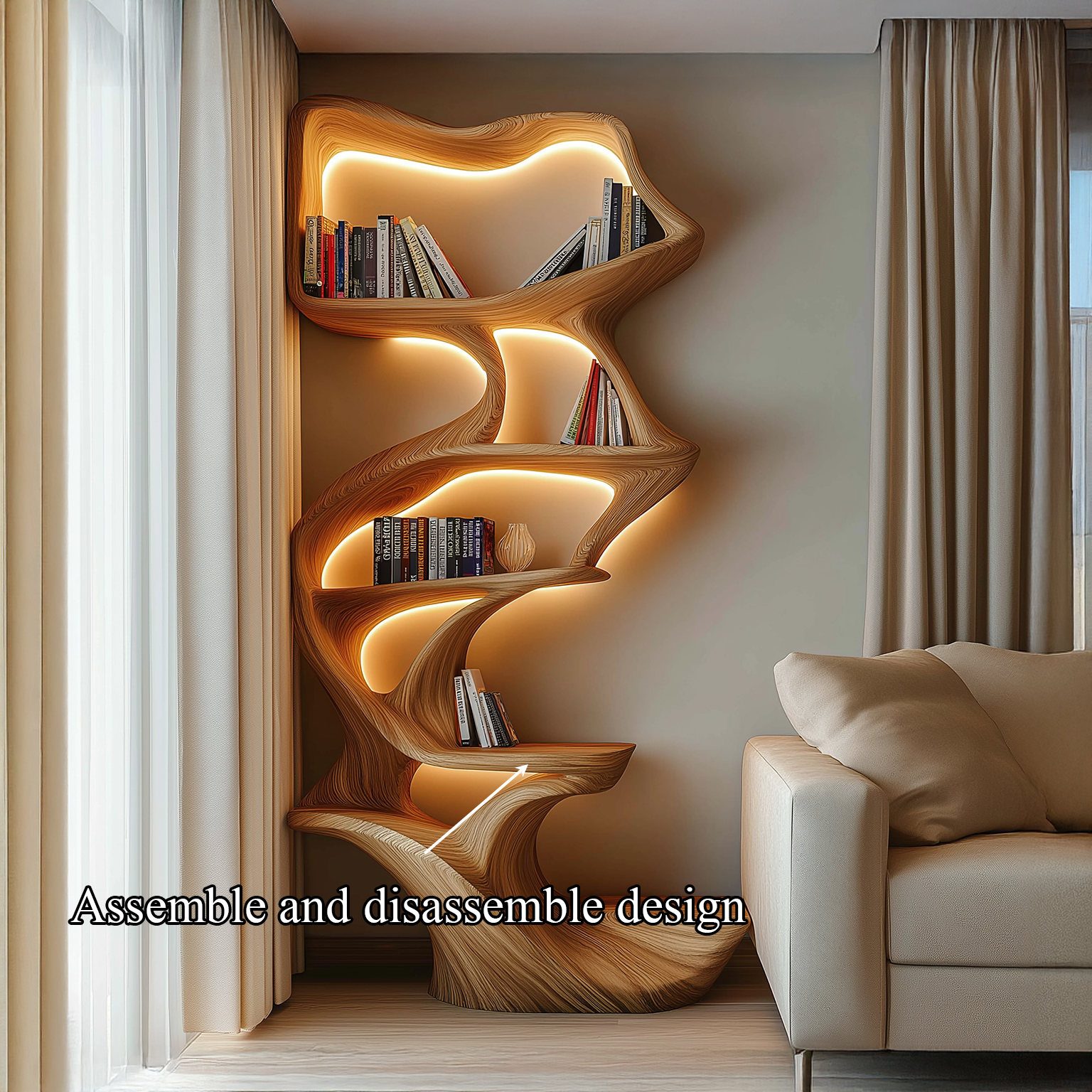 Rustic Tree Wall Mounted Bookshelf Solid Wood Live Edge Modern Gift SINLSATB182