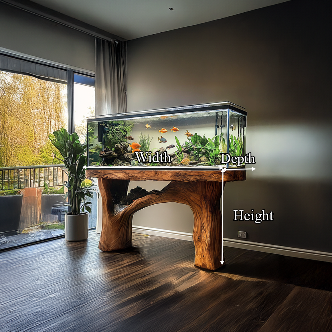 Rustic Organic Luxury Aquarium Stand Entryway Or Living Room SINLSAWT010