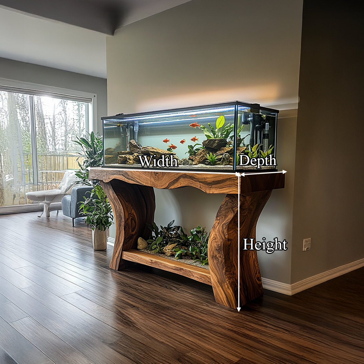 Rustic Organic Luxury Aquarium Stand Living Room Or Sunroom SINLSAWT011