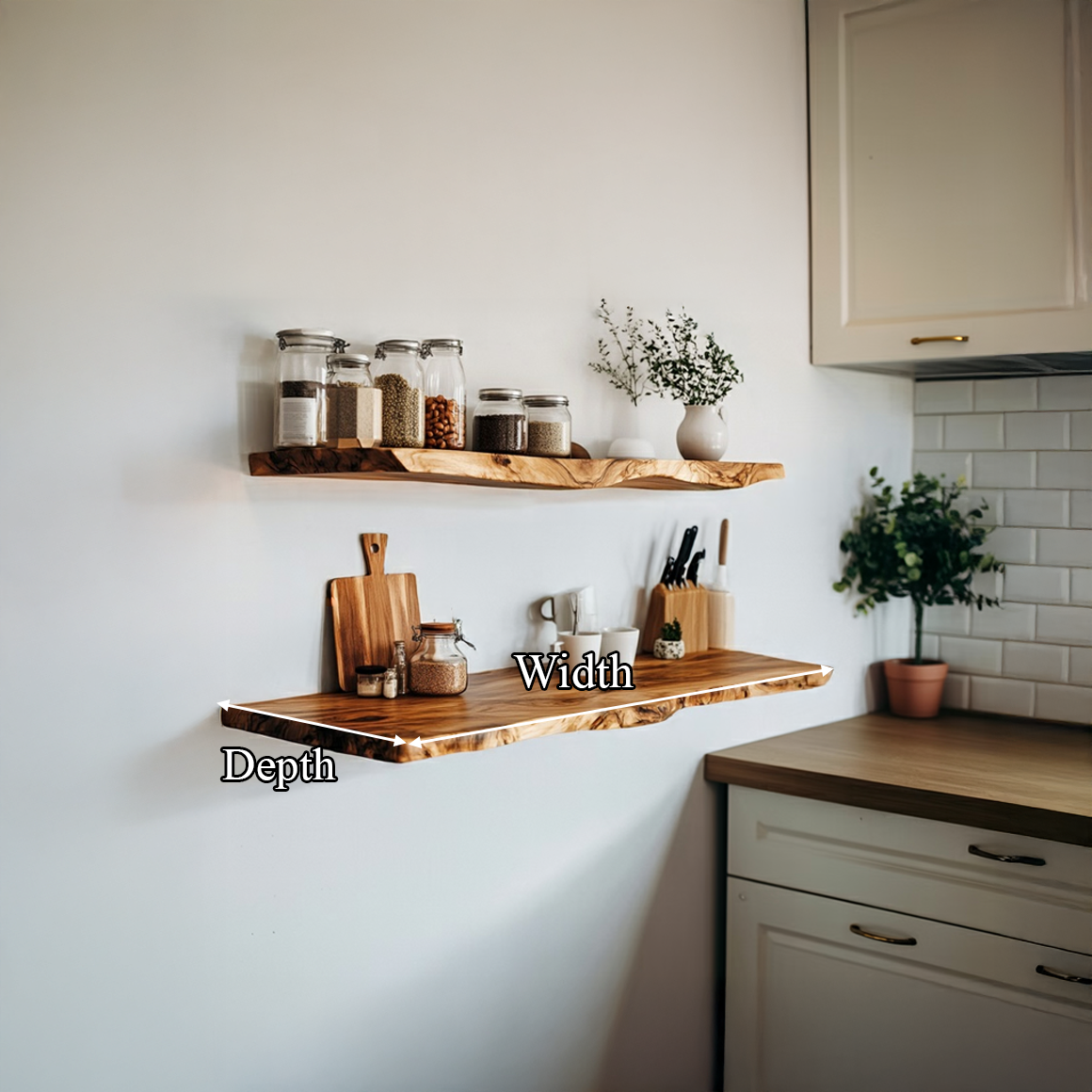 Handcrafted Live Edge Floating Shelves Wall Mounted Kitchen Display SINLSAFL295