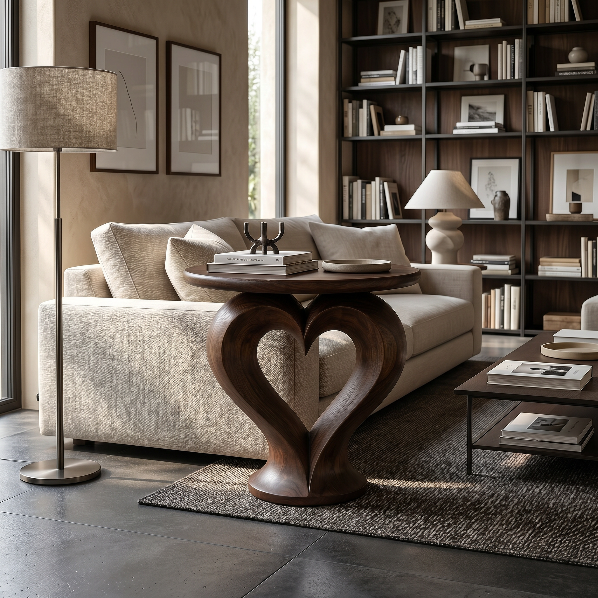 Modern Heart Base Accent Table Designer Library SILDTTRSTA033