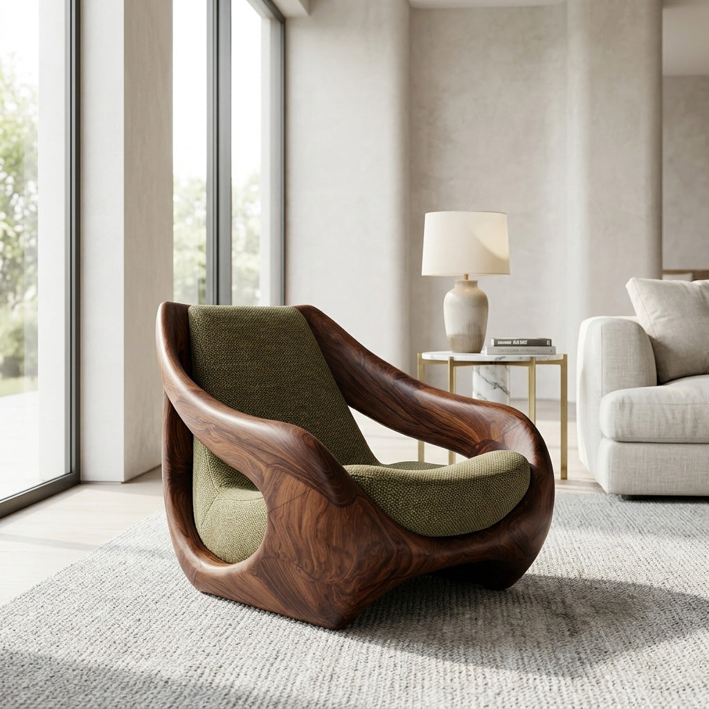 Sculptural Natural Wood Chair For Artistic Living Space RTTHHNCHR148