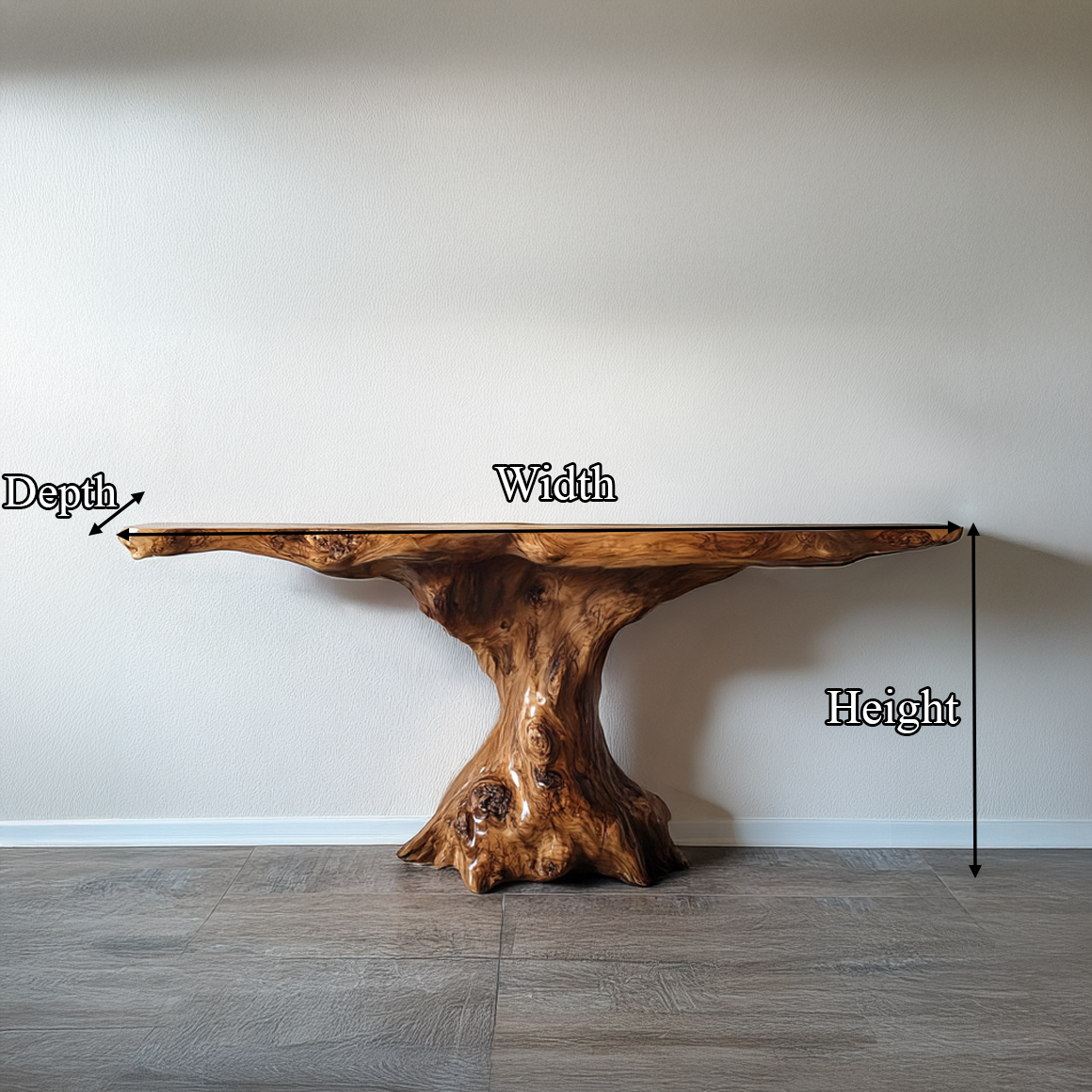 Rustic Console Table Organic Wood Slab Artist Studio SINLSACS383