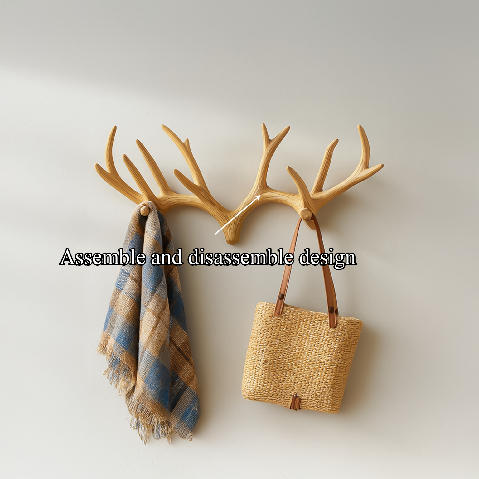 Rustic Minimalist Antler Coat Rack Wall Decor SINLSATCR020