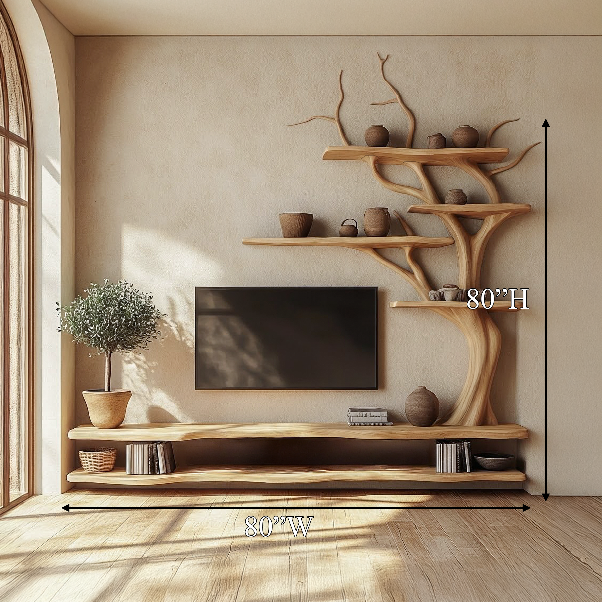 Rustic Tree Inspired TV Stand For Living Room And Family Space SINLSATB698