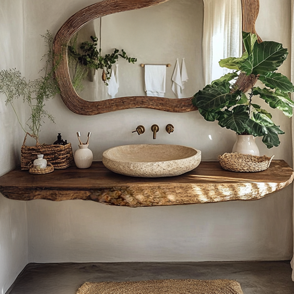 Rustic Natural Wood Vanity Bathroom SINLSABRV070