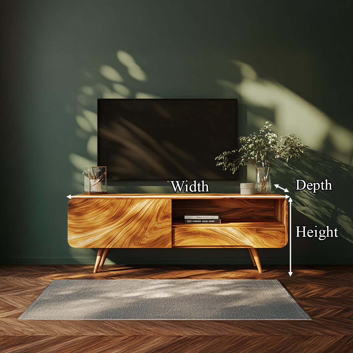 Organic Modern Sculpted Wooden TV Cabinet Living Room Interior Display SINLSASC243