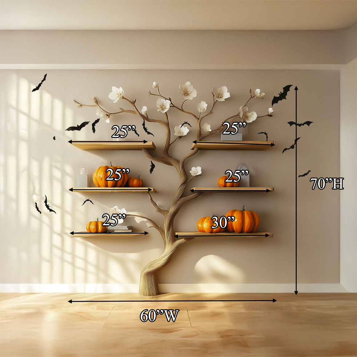 Tree Branch Bookshelve Wooden Natural Gift Halloween SINLSAHW006