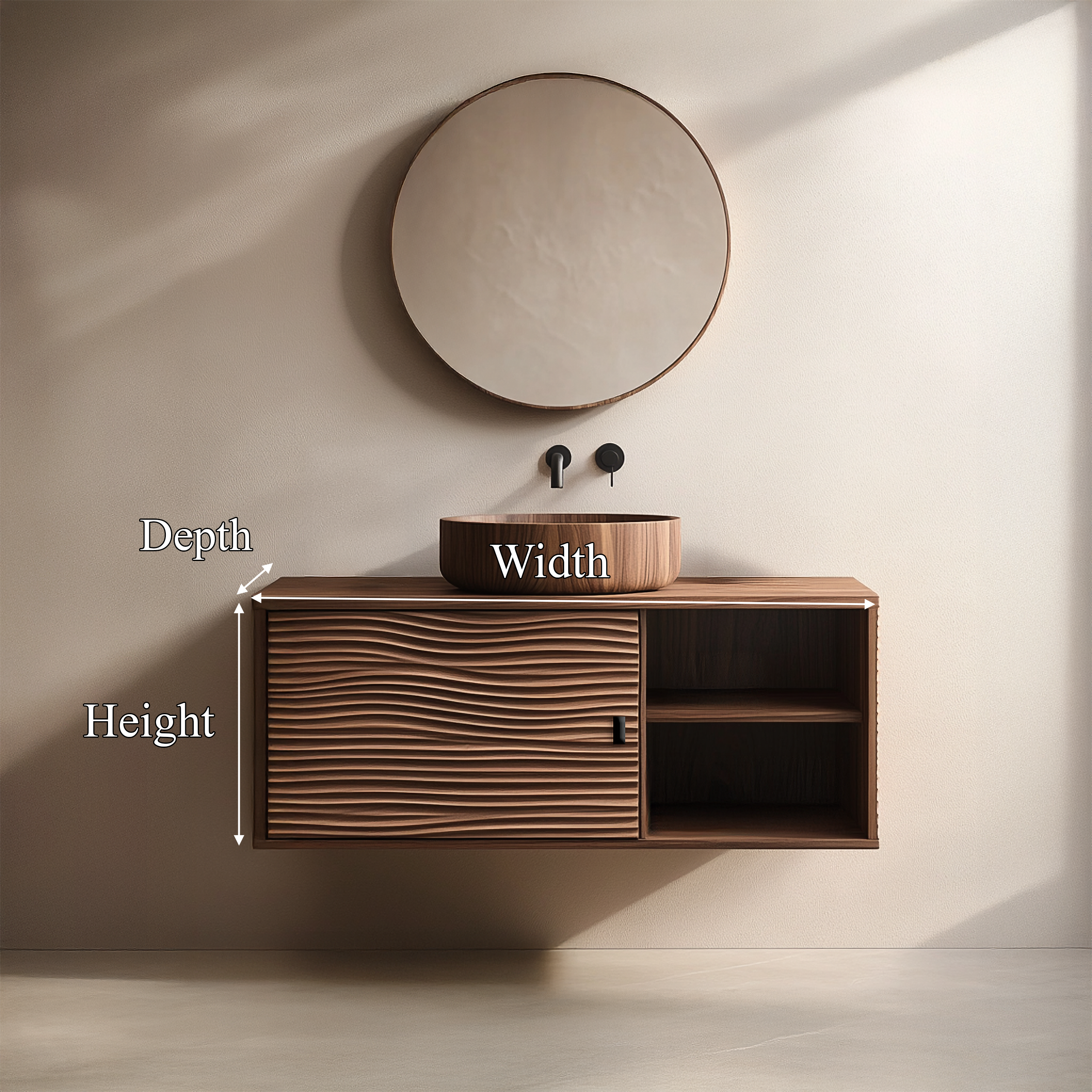 Mid Century Cabinet Bathroom Vanity Floating Wood Bathroom SINLSABRV237