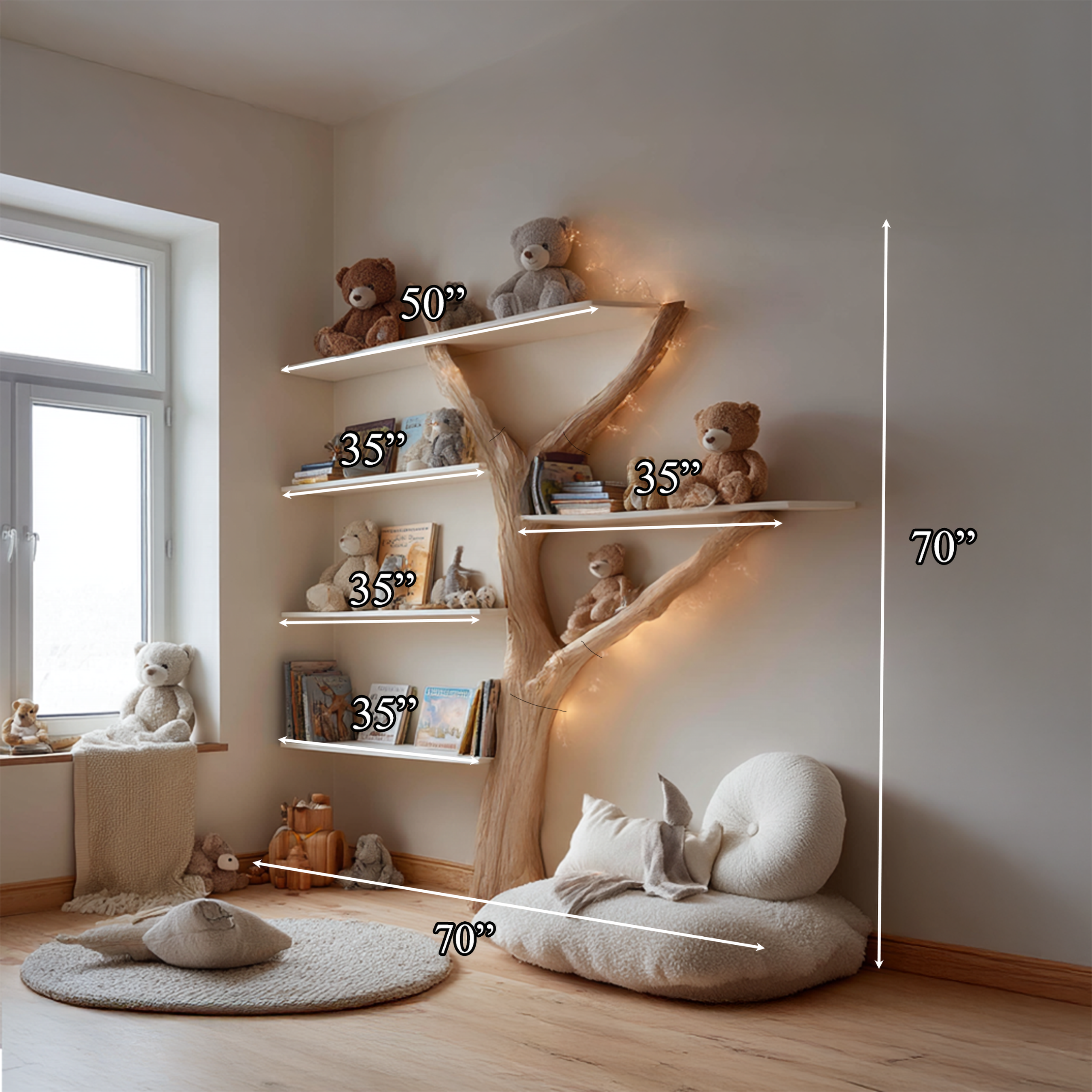 Rustic Tree Bookshelf Study Room Nursery SINLSATB260