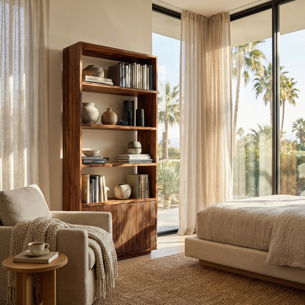Minimal Wooden Bookcase For Coastal Living Room RTTHHNBS146