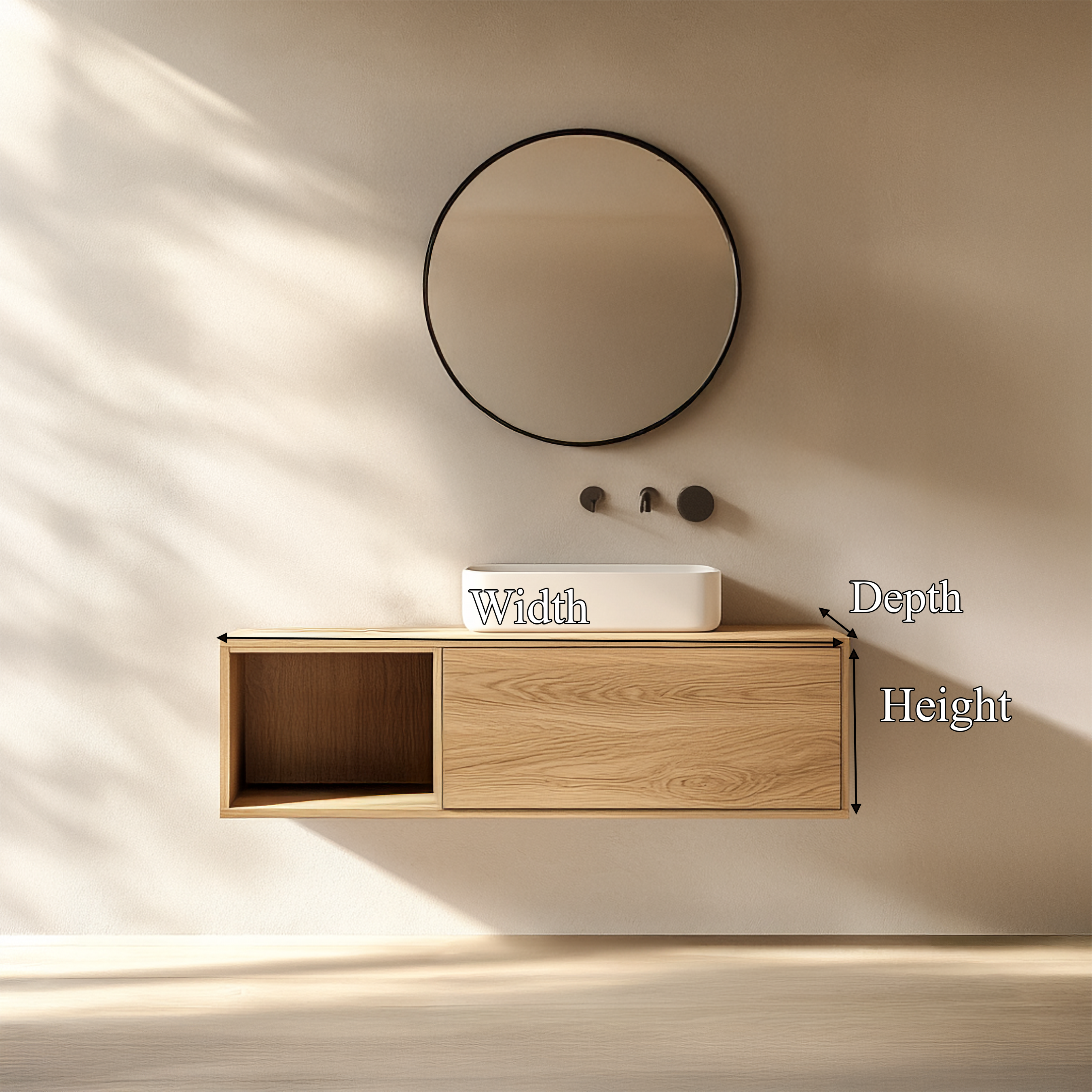 Rustic Minimal Bathroom Vanity Solid Wood Bathroom Interior Floating Cabinet SINLSABRV240