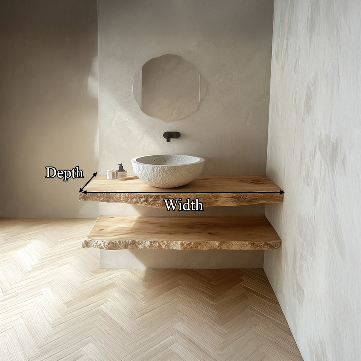 Midcentury Floating Shelf Double Vanity Bathroom SINLSABRV177