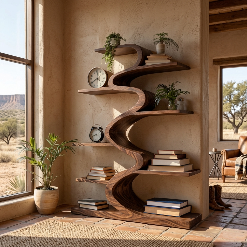 Modern Wooden Bookshelf Flowing Form For Living Room RTTHTTBS123
