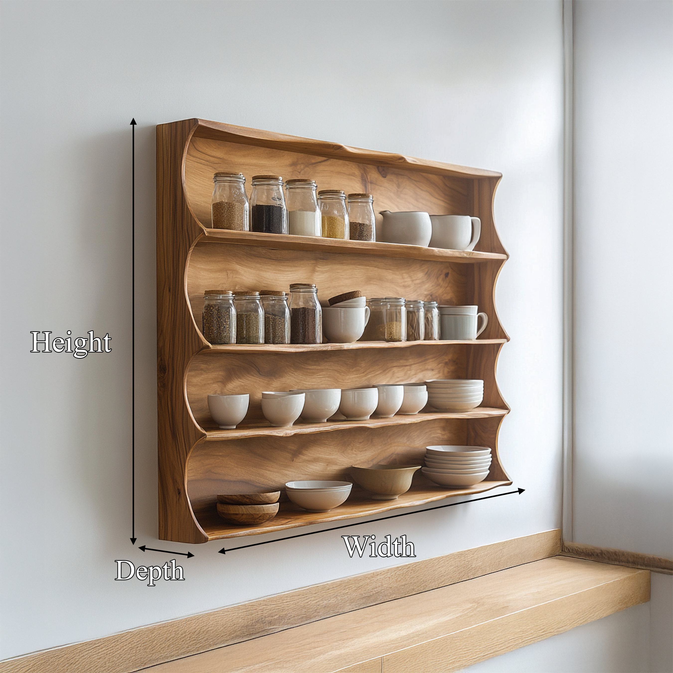 Mid Century Wall Mounted Display Shelf For Kitchen And Dining Room SINLSAKC004