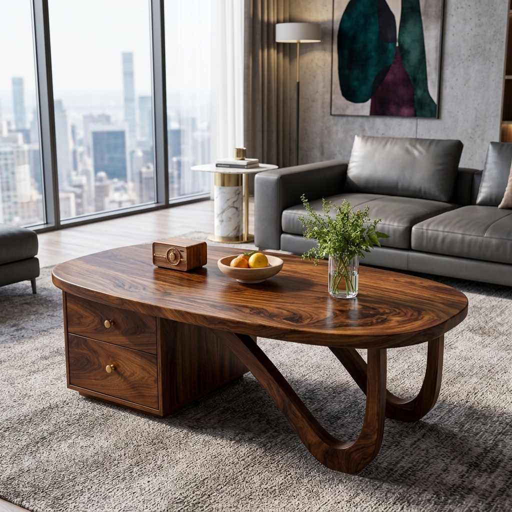 Modern Wooden Coffee Table With Storage Drawer For Living Room RTTHTTCF051