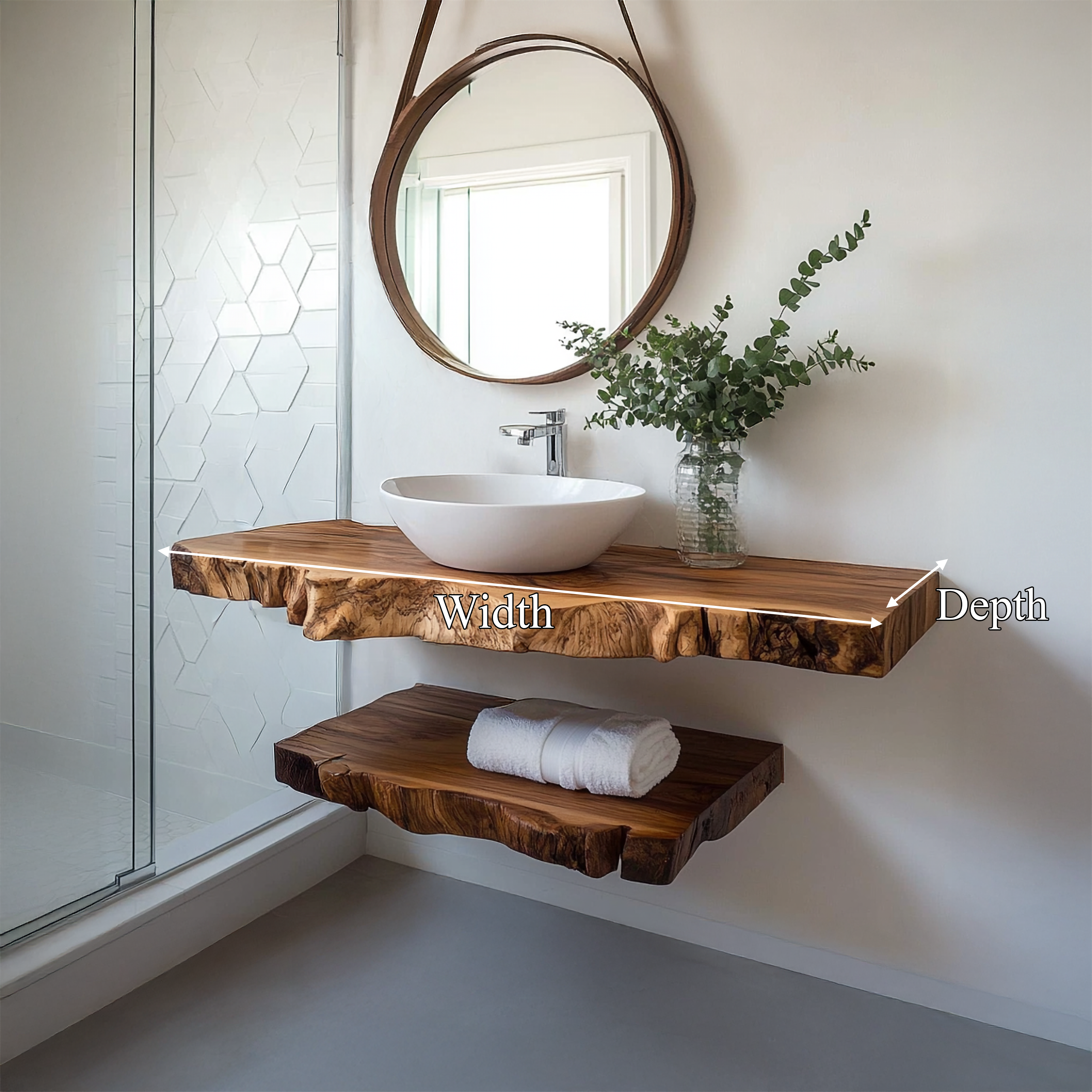 Rustic Bathroom Vanity Shelf Textured Wood Bathroom Decor SINLSABRV242