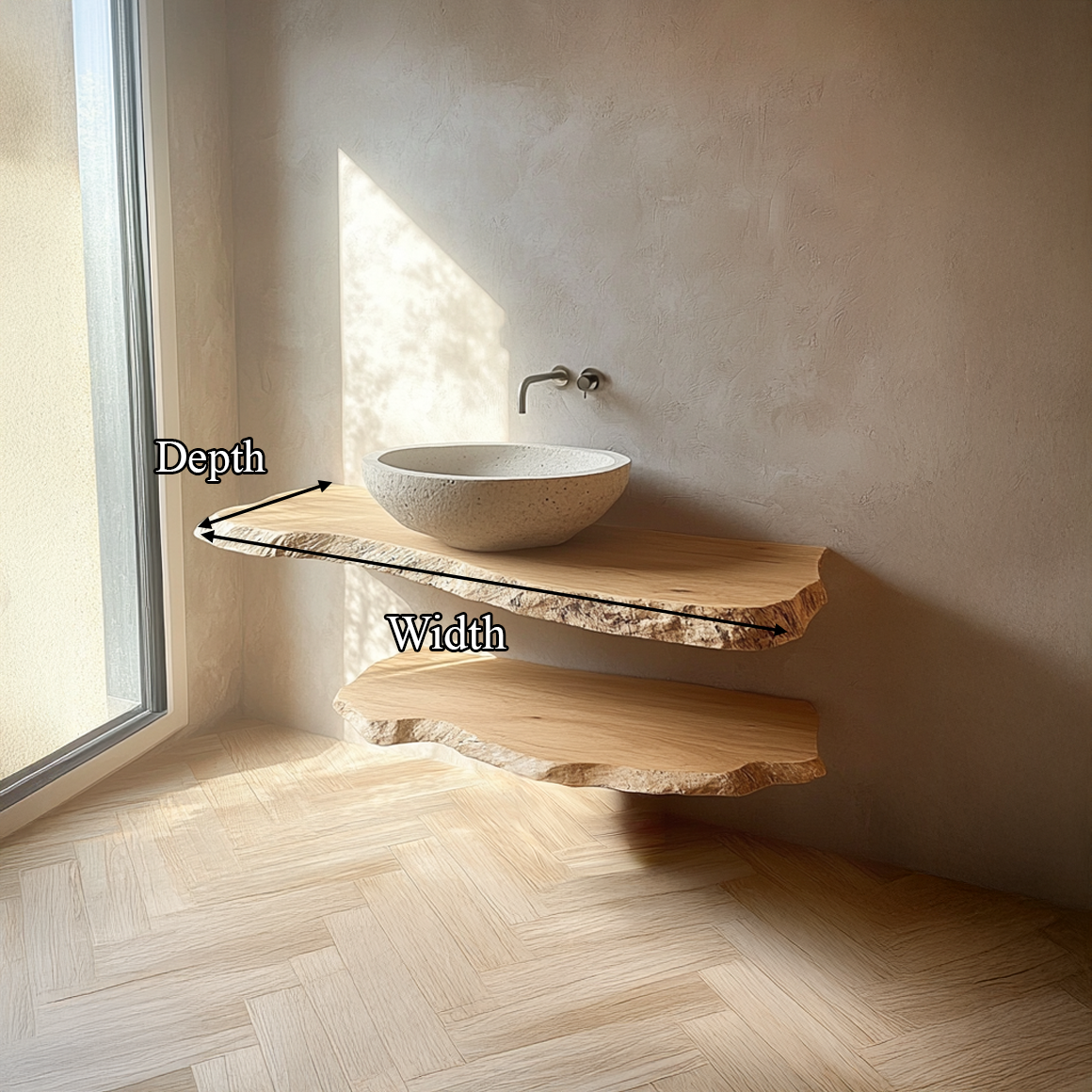 Rustic Floating Shelf Double Vanity Bathroom SINLSABRV178