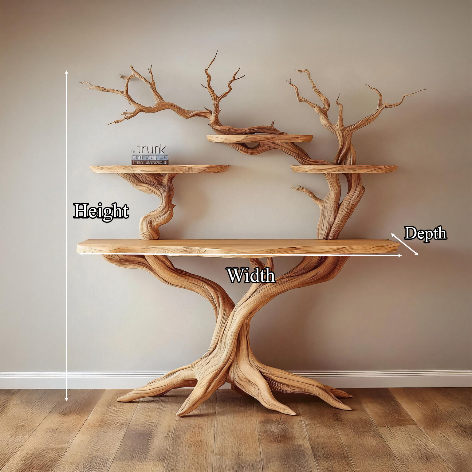 Tree Bookshelf Table Solid Wood Nature Style Gift SINLSACS097