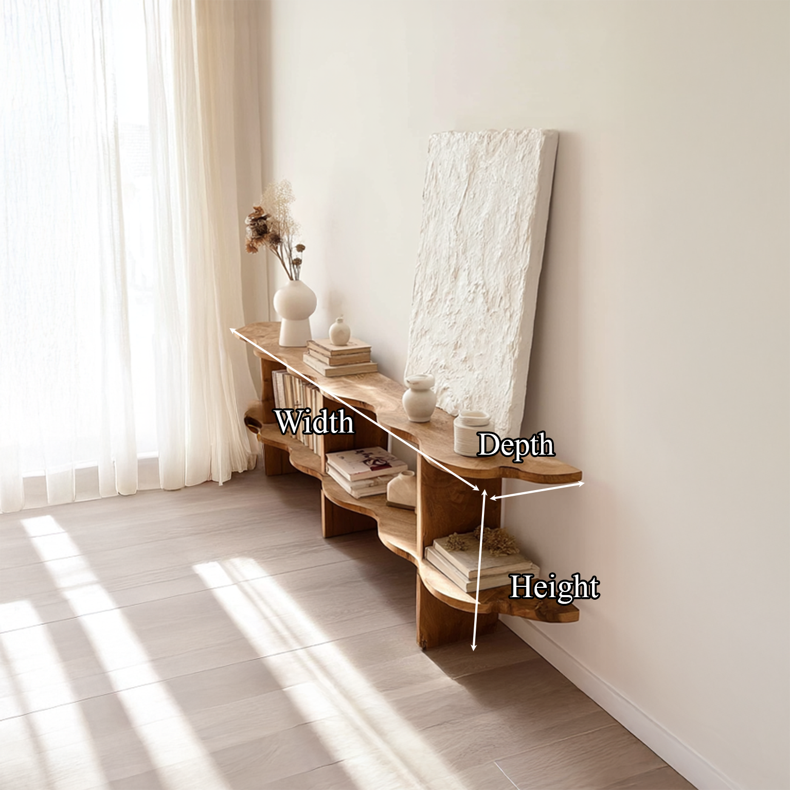 Rustic Low Bookshelf Living Room Or Bedroom SINLSASC091