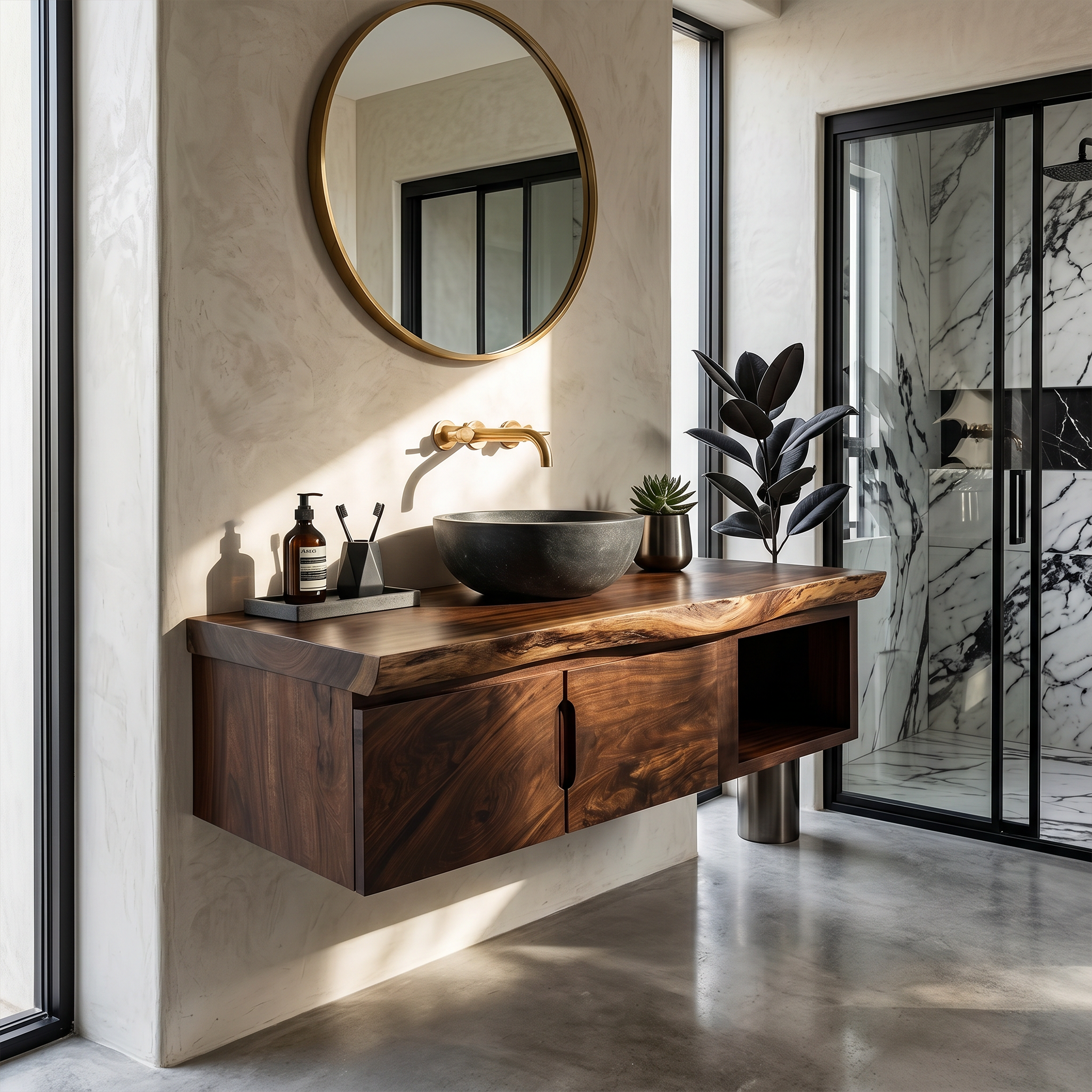 Organic Storage Bathroom Cabinet Modern Ensuite SILDTTRBRV185