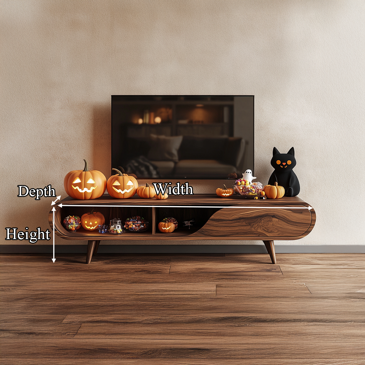 Mid Century Halloween TV Cabinet Seasonal Living Space SINLSASC229