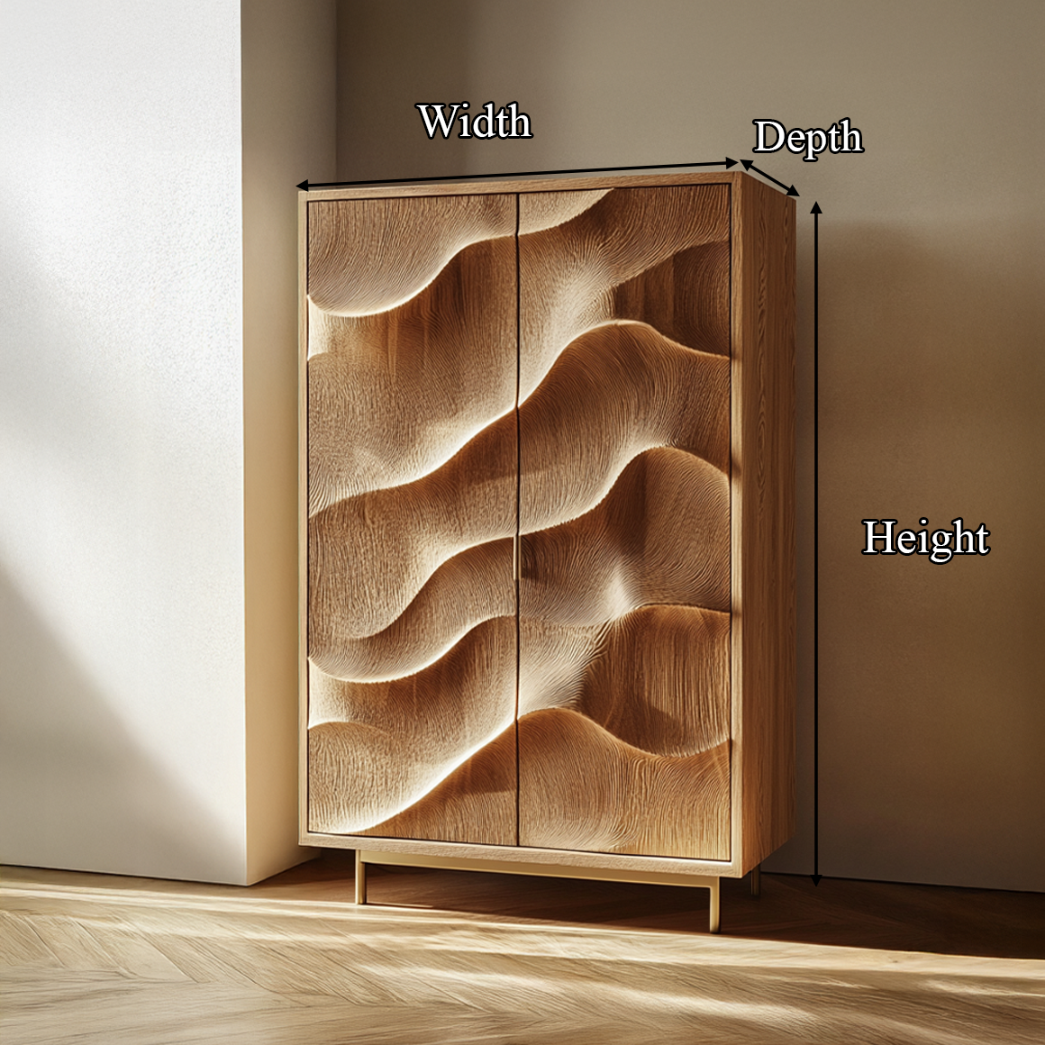 Rustic Wave Cabinet Living Room Decor SINLSASC320