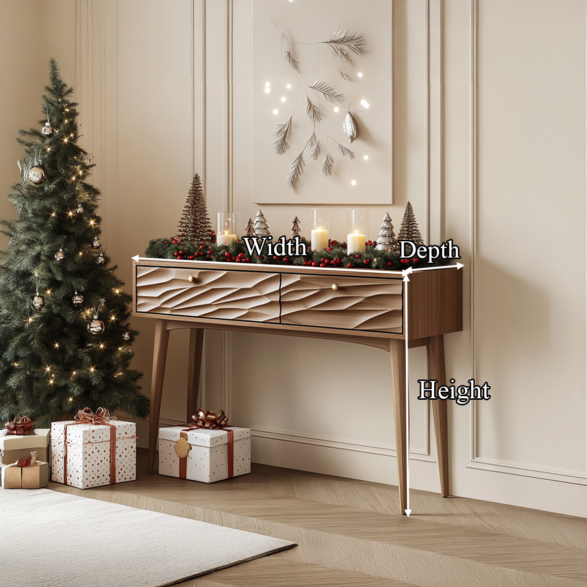 Mid Century Carved Console Table Holiday Season Living Room SINLSACS337