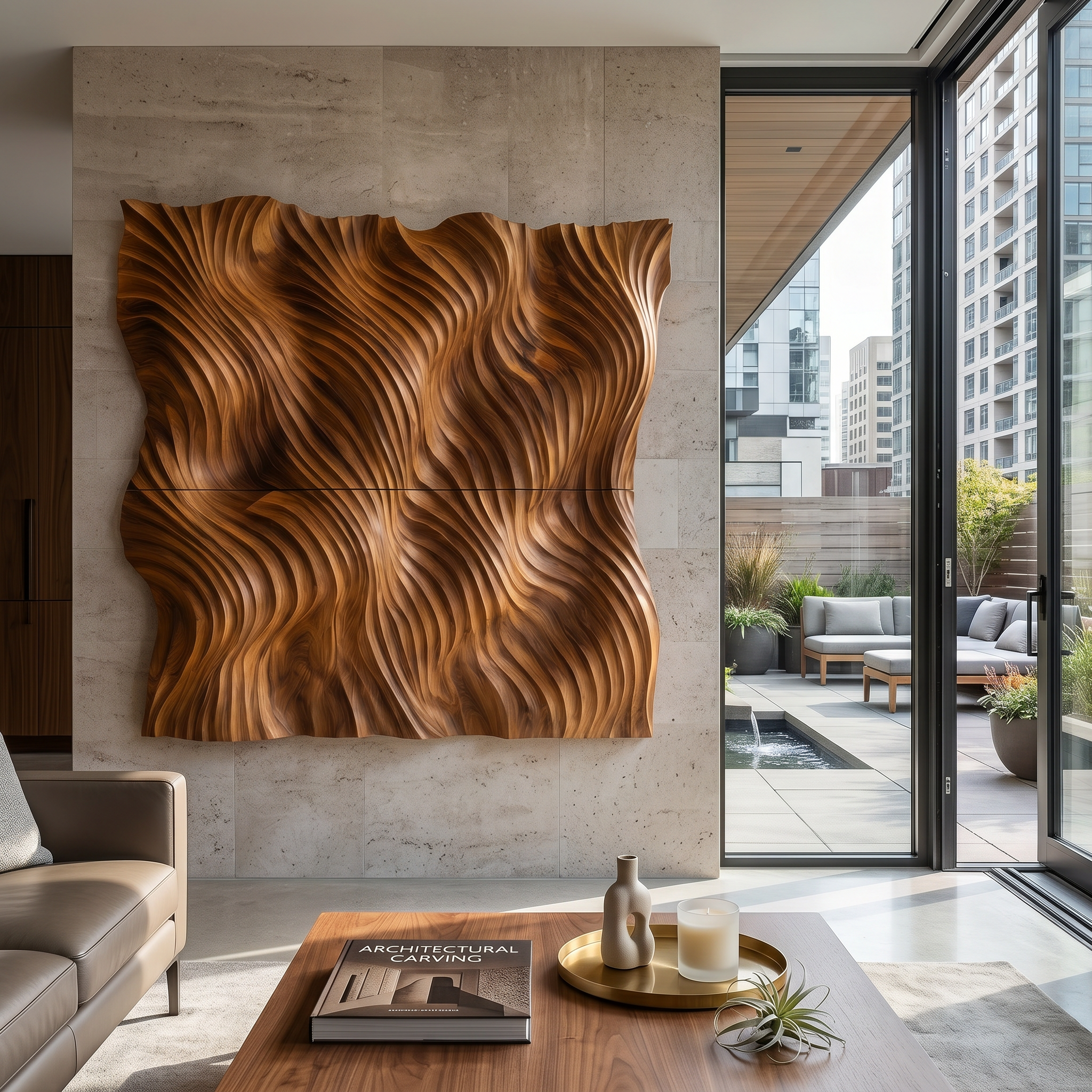 Modern Flowing Wave Wood Wall Art Luxury Bedroom Interior Decor SILDTTRWA126