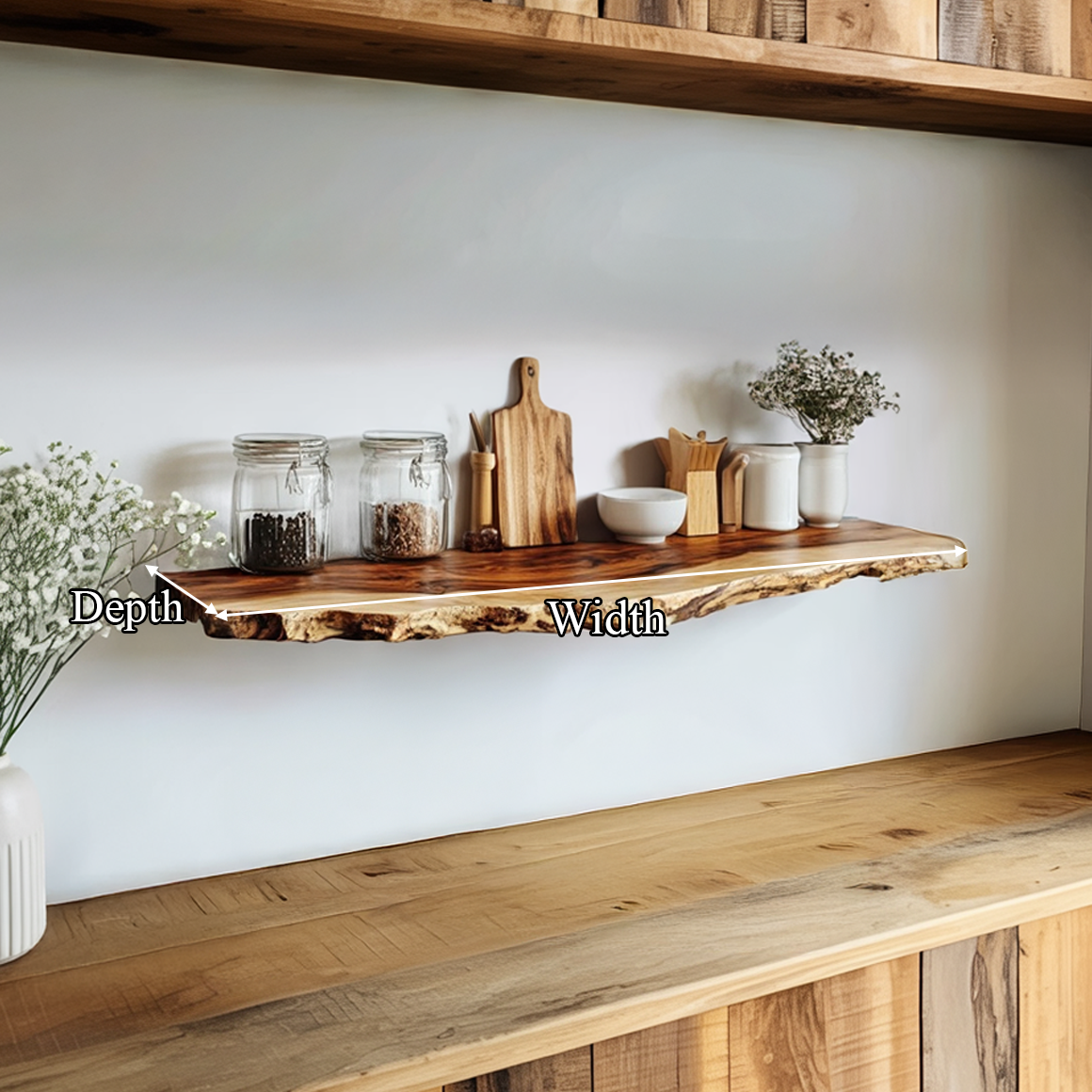 Rustic Live Edge Floating Desk Kitchen Wall Display SINLSAFL293