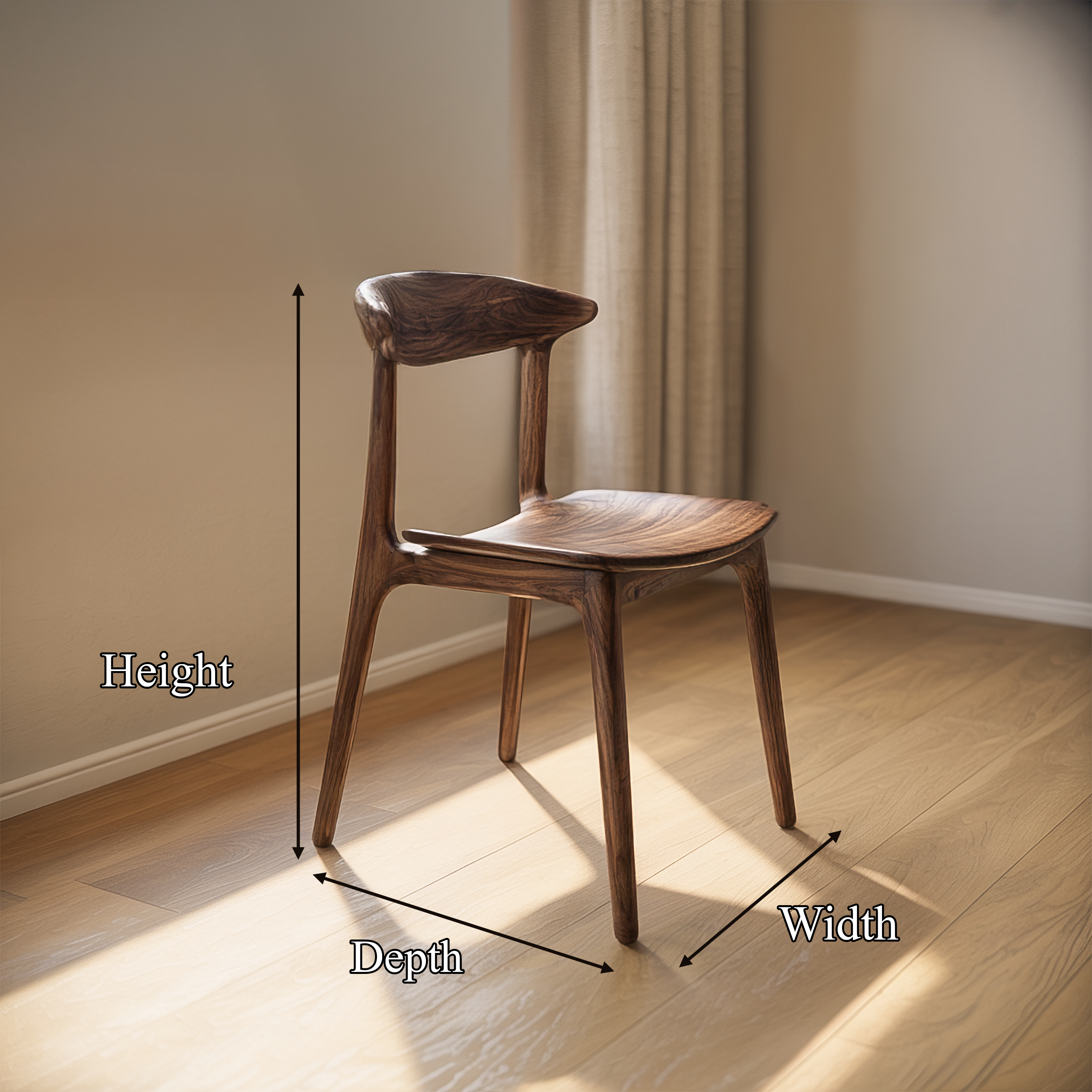 Organic Modern Sculptural Wooden Chair Dining Room Or Kitchen SINLSAWC032