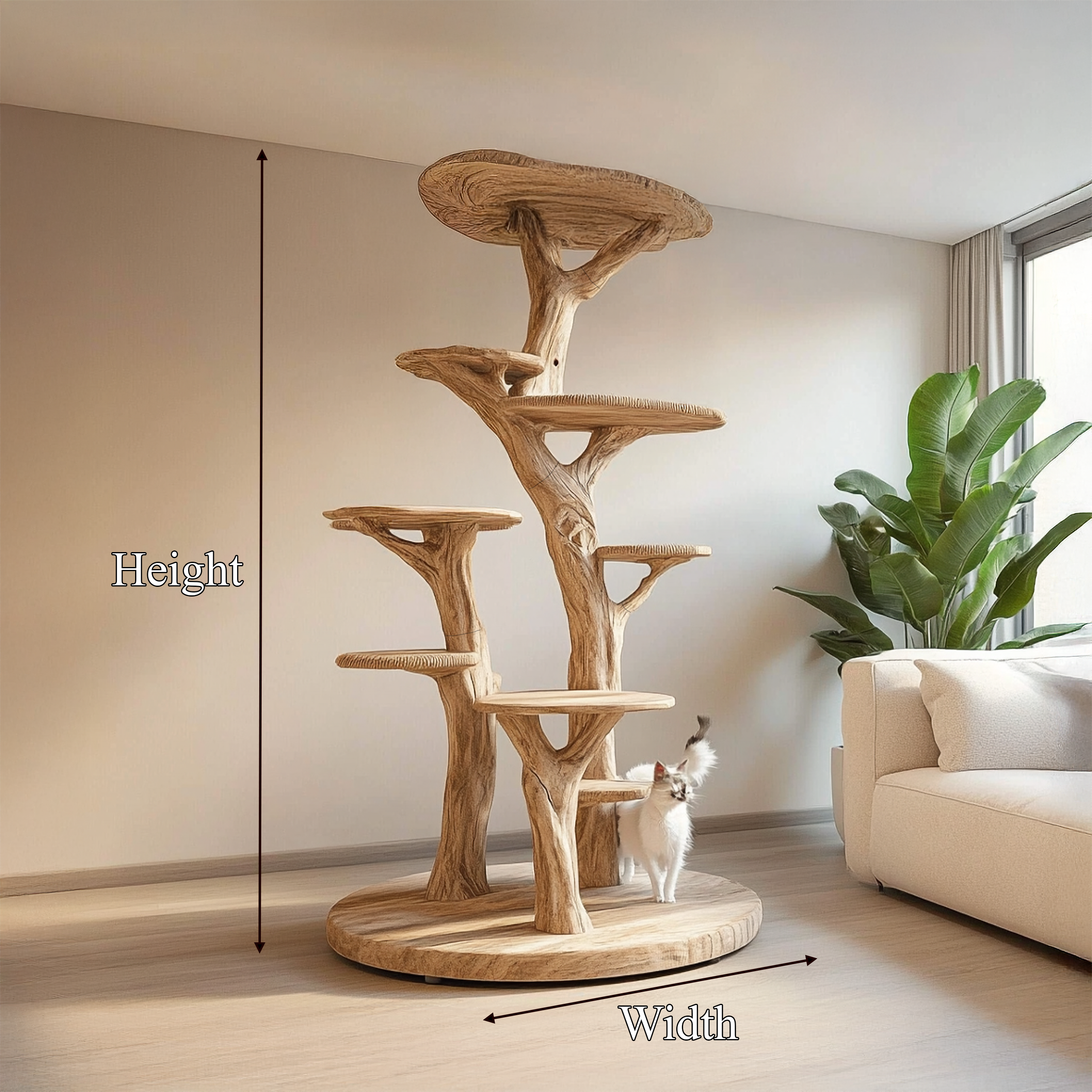 Rustic Wood Tree Cat Tower Living Room SINLSATT113