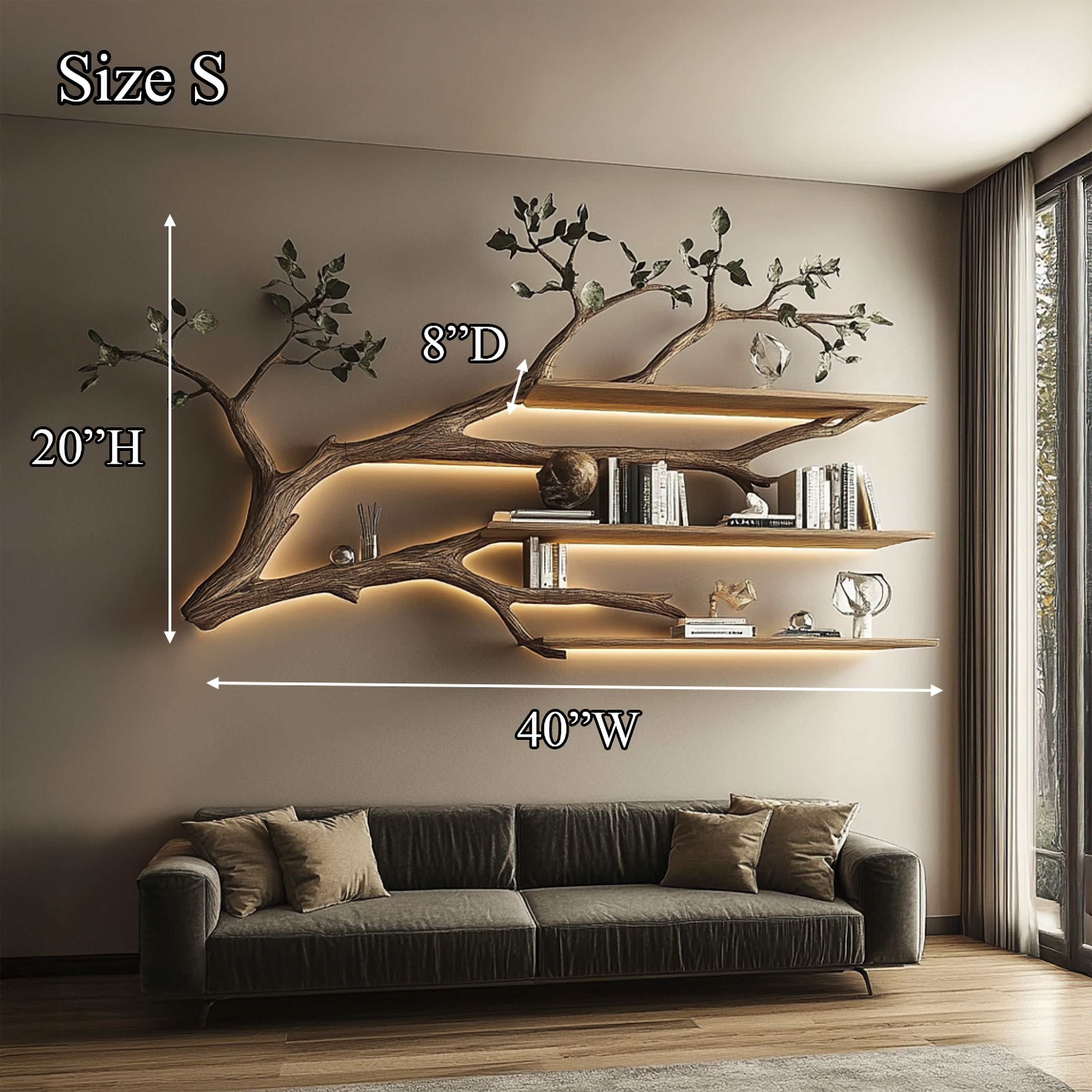 Rustic Tree Branch Floating Shelf Living Room SINLSATBS038