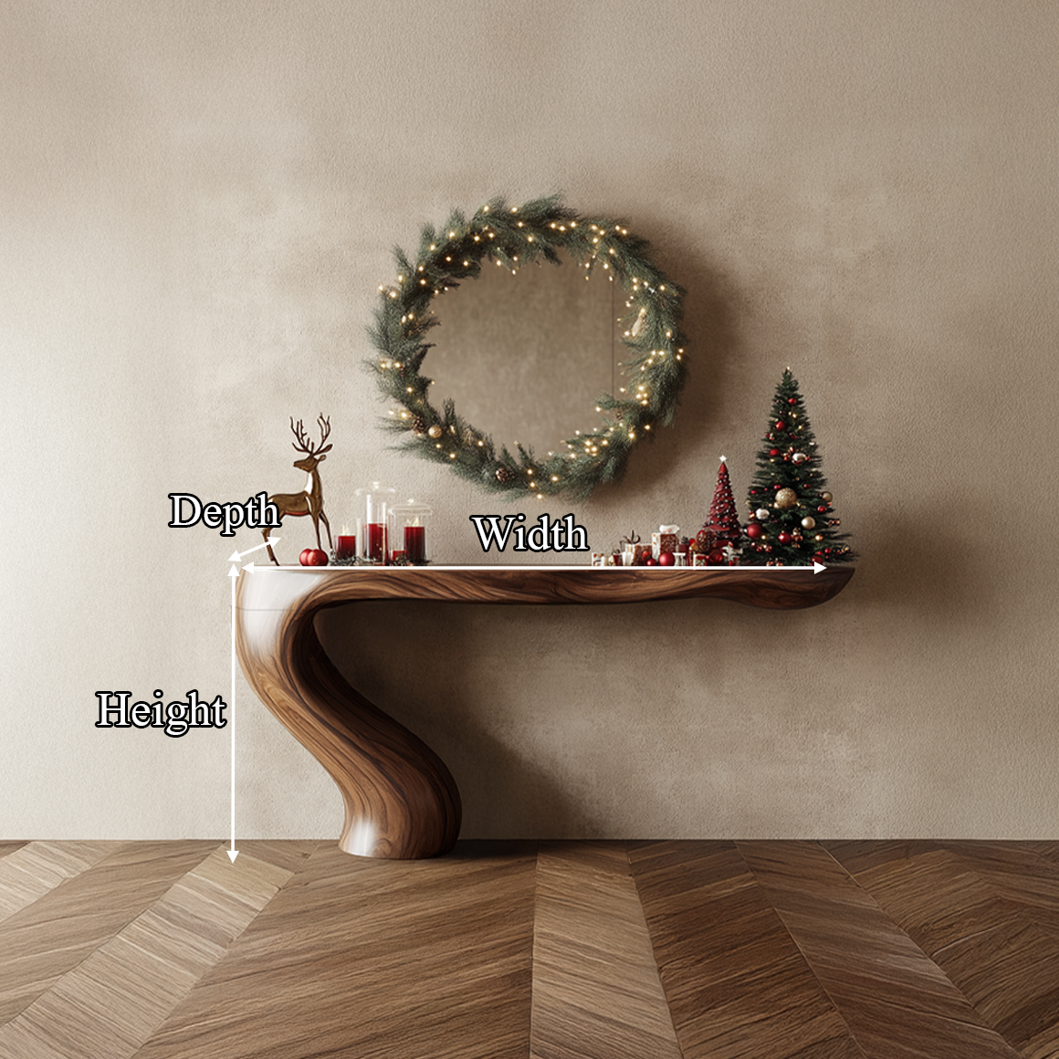 Mid Century Rustic Sculptural Console Table Christmas Holiday Home Decor SINLSACS299