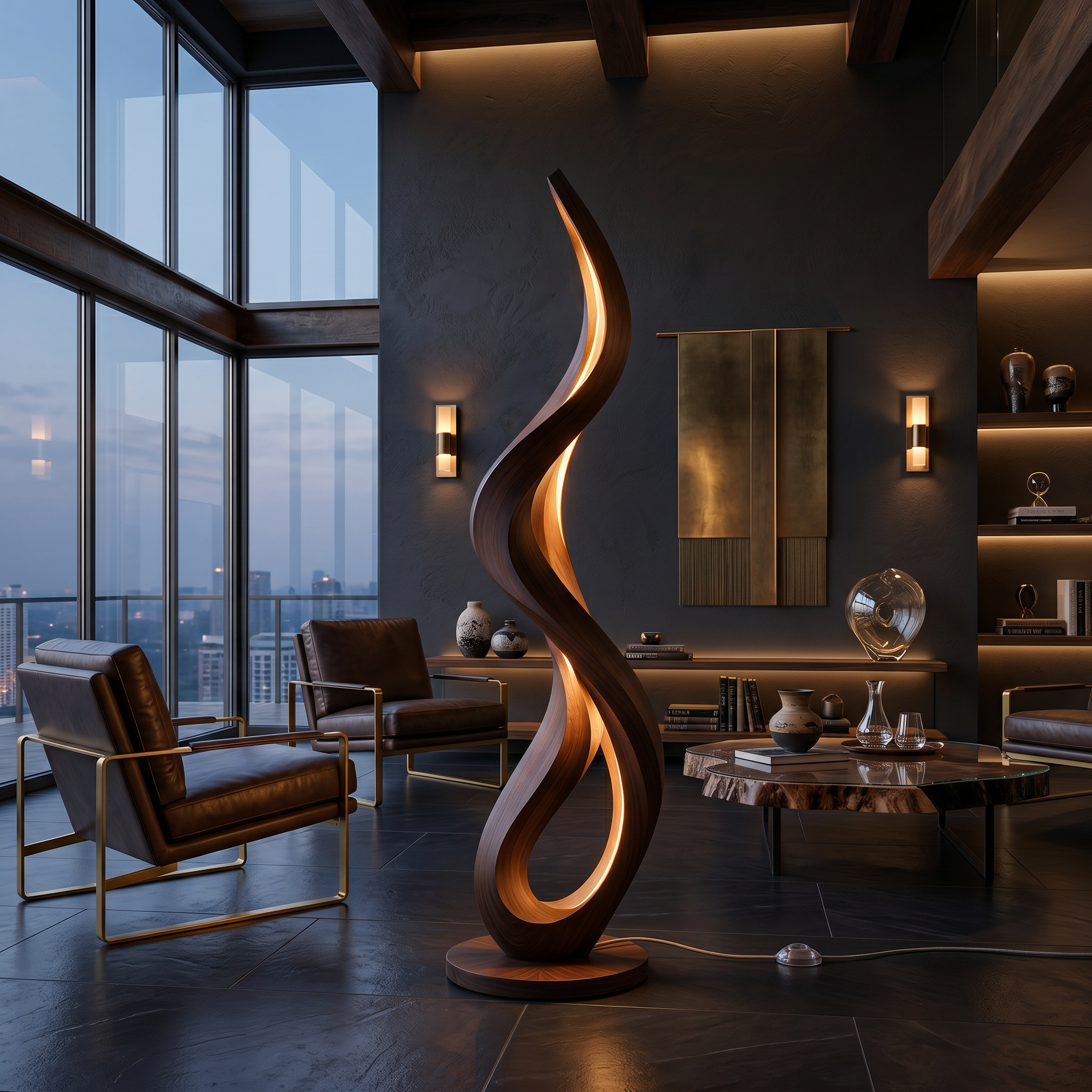 Modern Flowing Flame Floor Lamp For Lounge Area SILDTTNLAM034