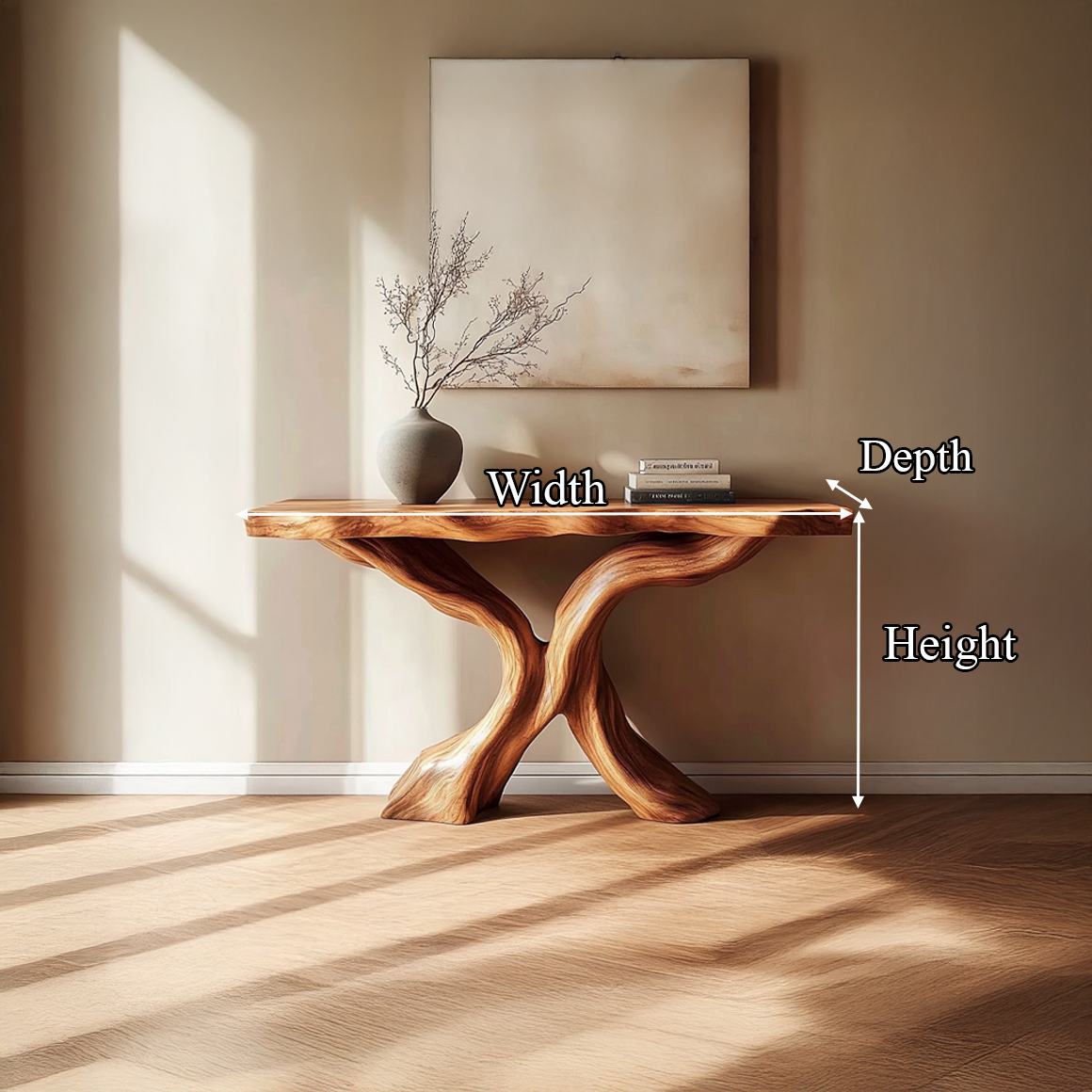 Rustic Console Table Carved X-Base Wood Entryway SINLSACS319