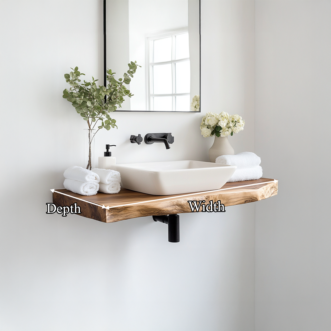 Mid Century Bathroom Vanity Shelf Natural Wood Bathroom Style SINLSABRV225