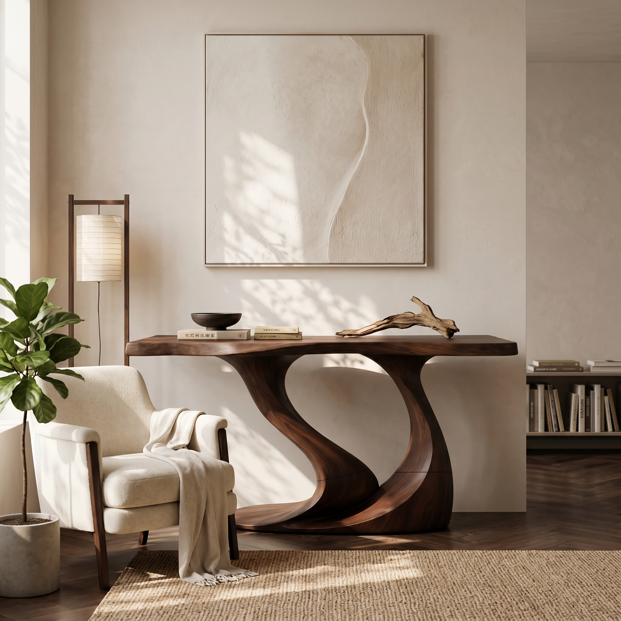 Contemporary Wave Base Console Table Luxury Hallway SILDTTRCS079