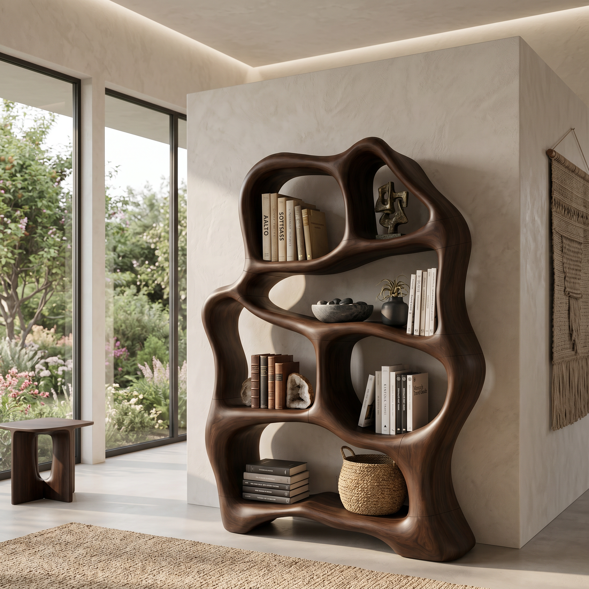 Organic Flow Bookcase For Cozy Reading Corner SILDTTNBS036