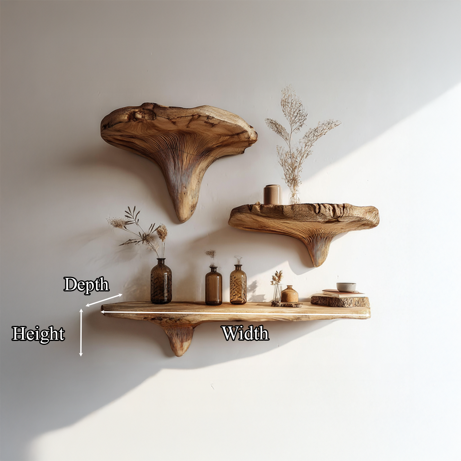 Rustic Live Edge Musrhroom Shelves Living Room Decor SINLSAFL092