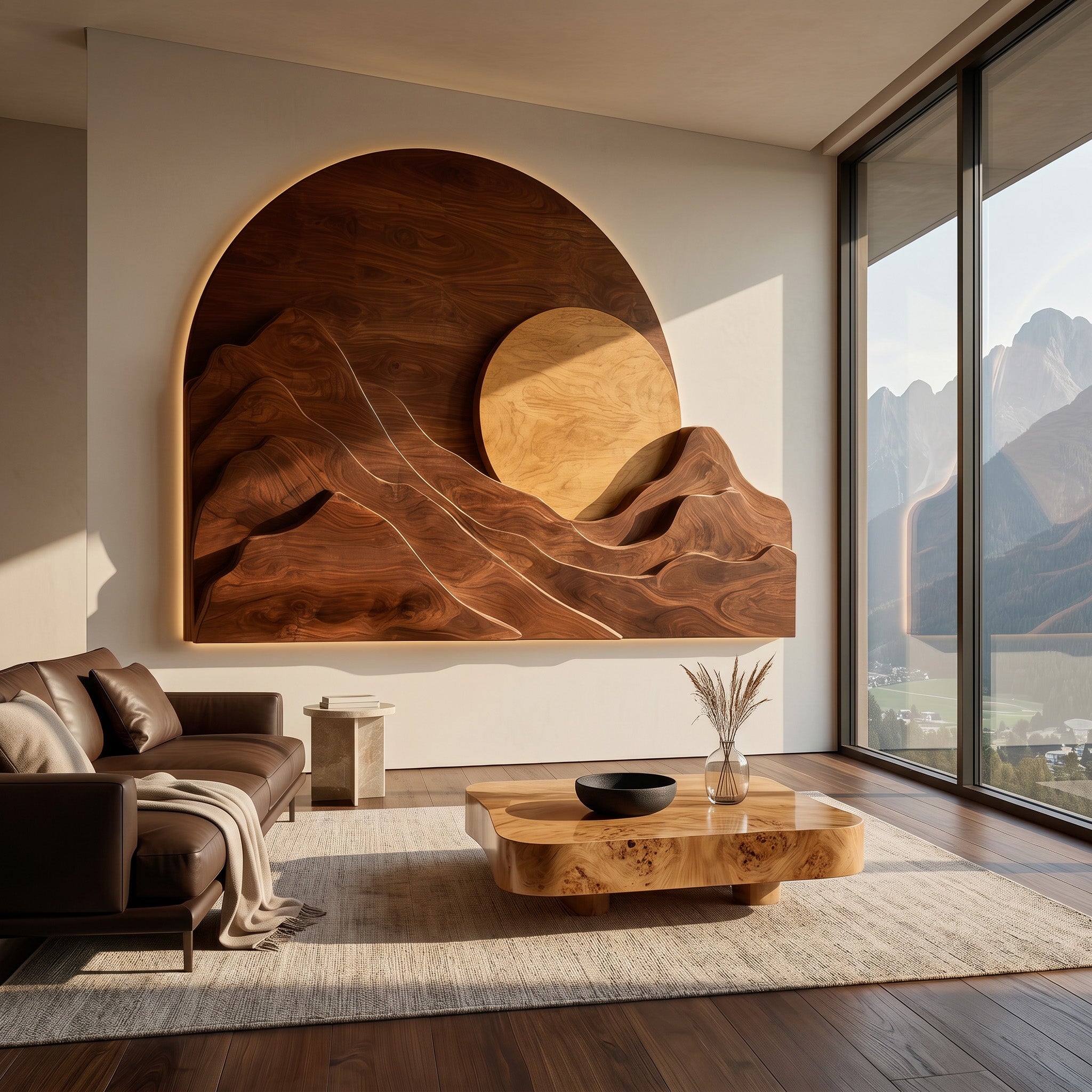 Organic Modern Mountain Wood Wall Art For Living Room RTTHHNWA201