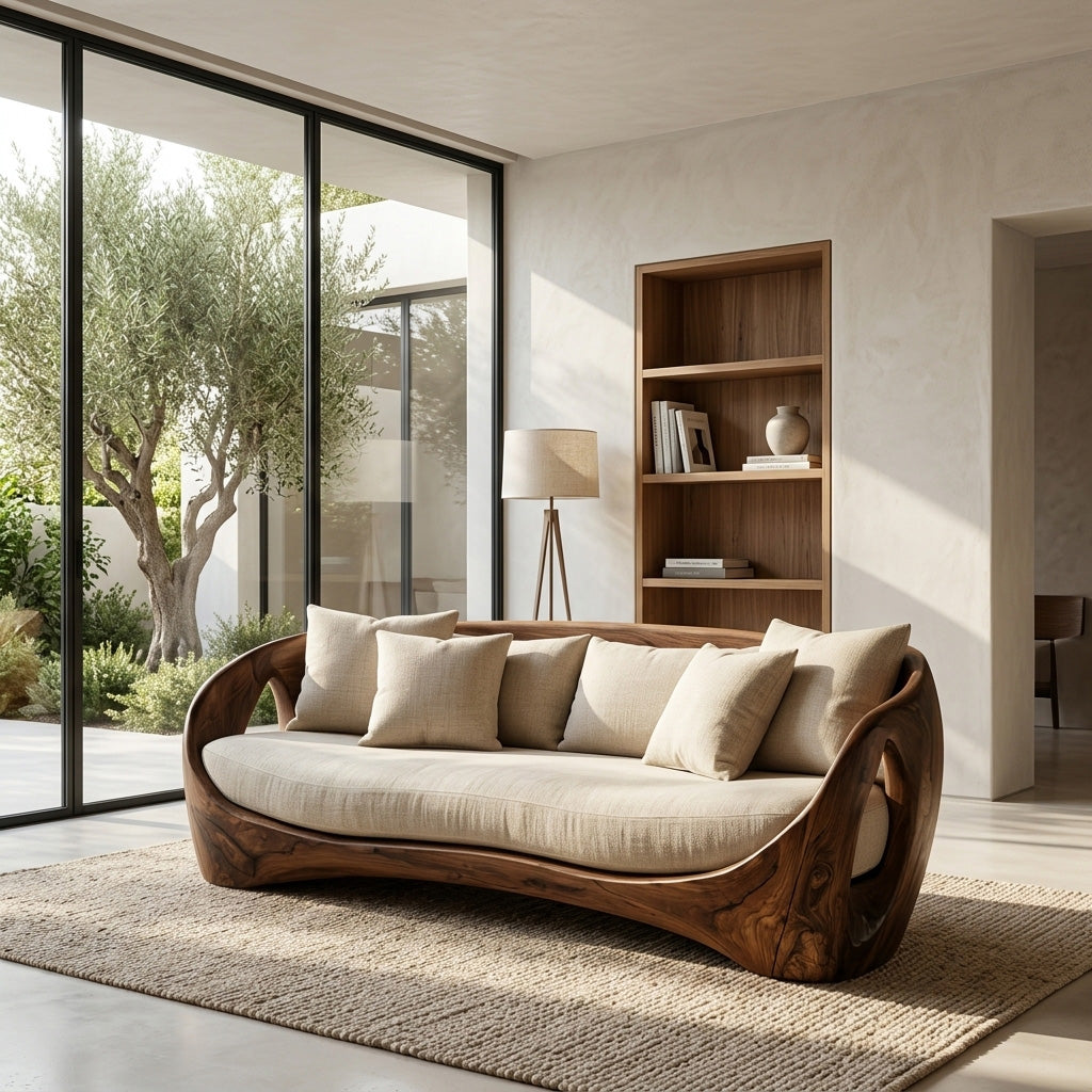 Sculptural Wooden Frame Sofa For Modern Living Room RTTHHNSFA038