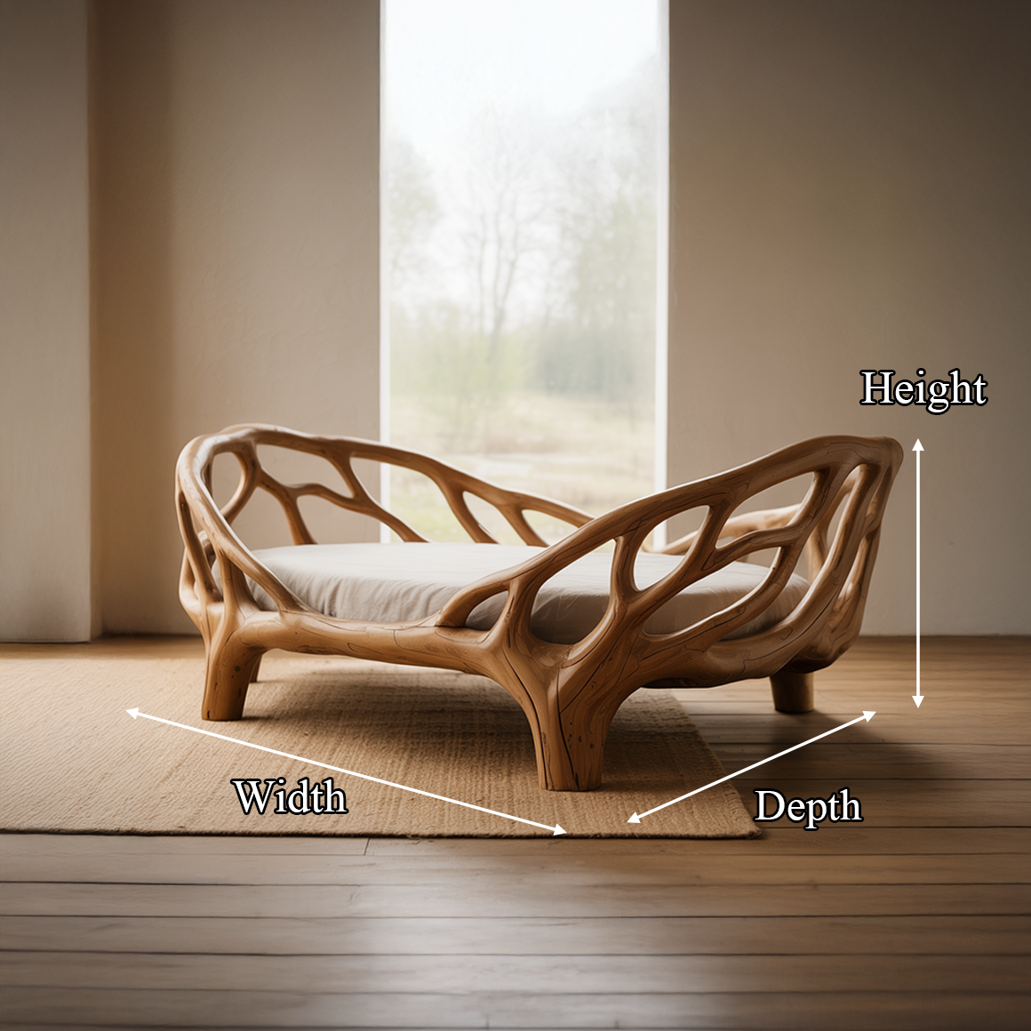 Rustic Sculptural Daybed Organic Bedroom SINLSAWB070