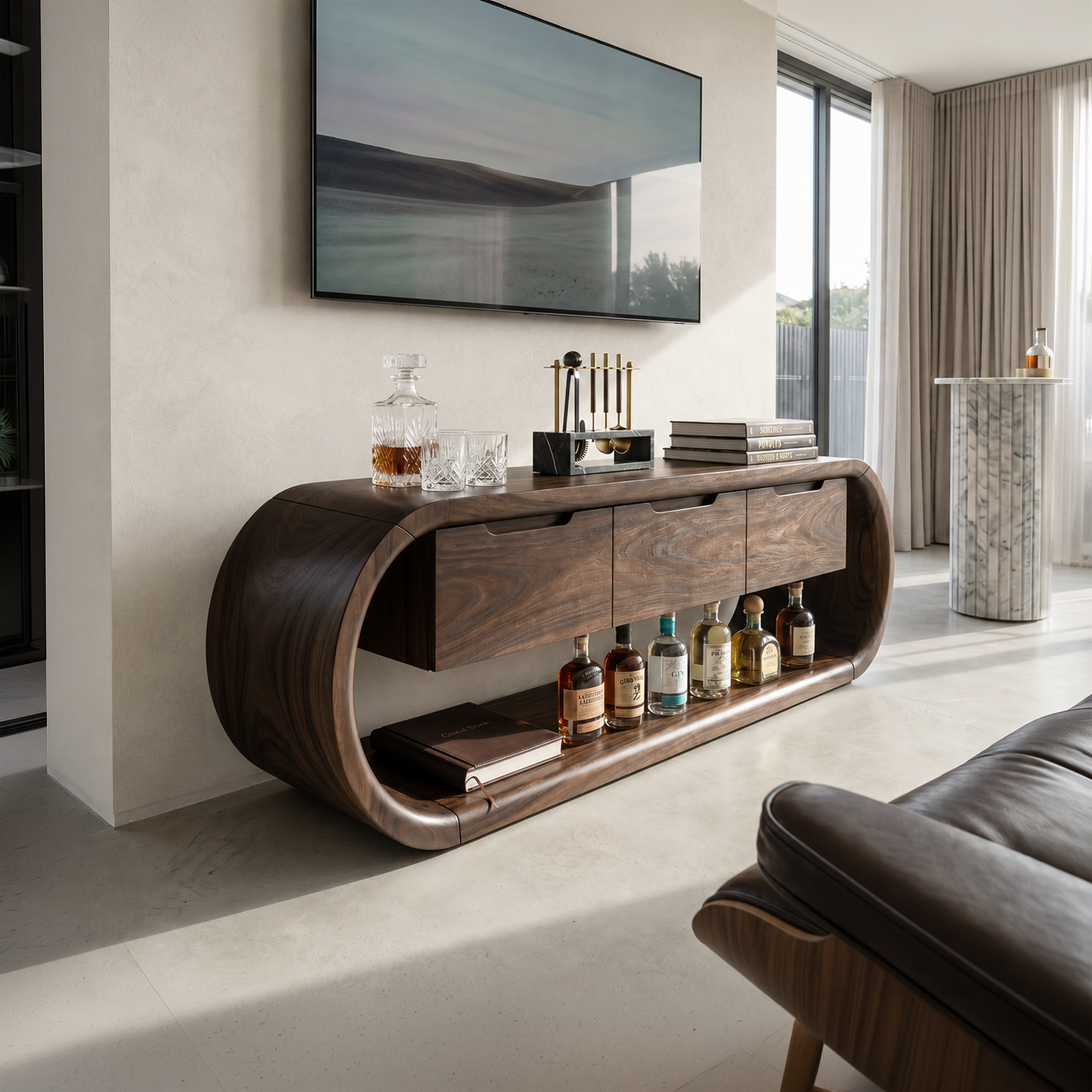 Coastal Greek Island TV Stand For Santorini Style Living Room SILDTTRTVC101