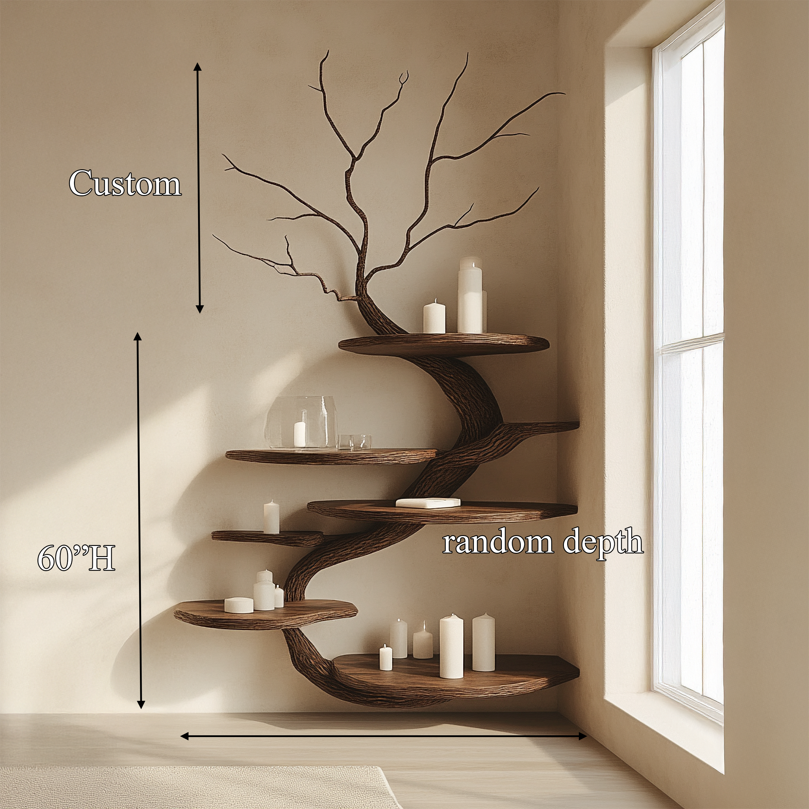 Organic Modern Wall Mounted Display Shelf For Bedroom And Living Room SINLSATB630
