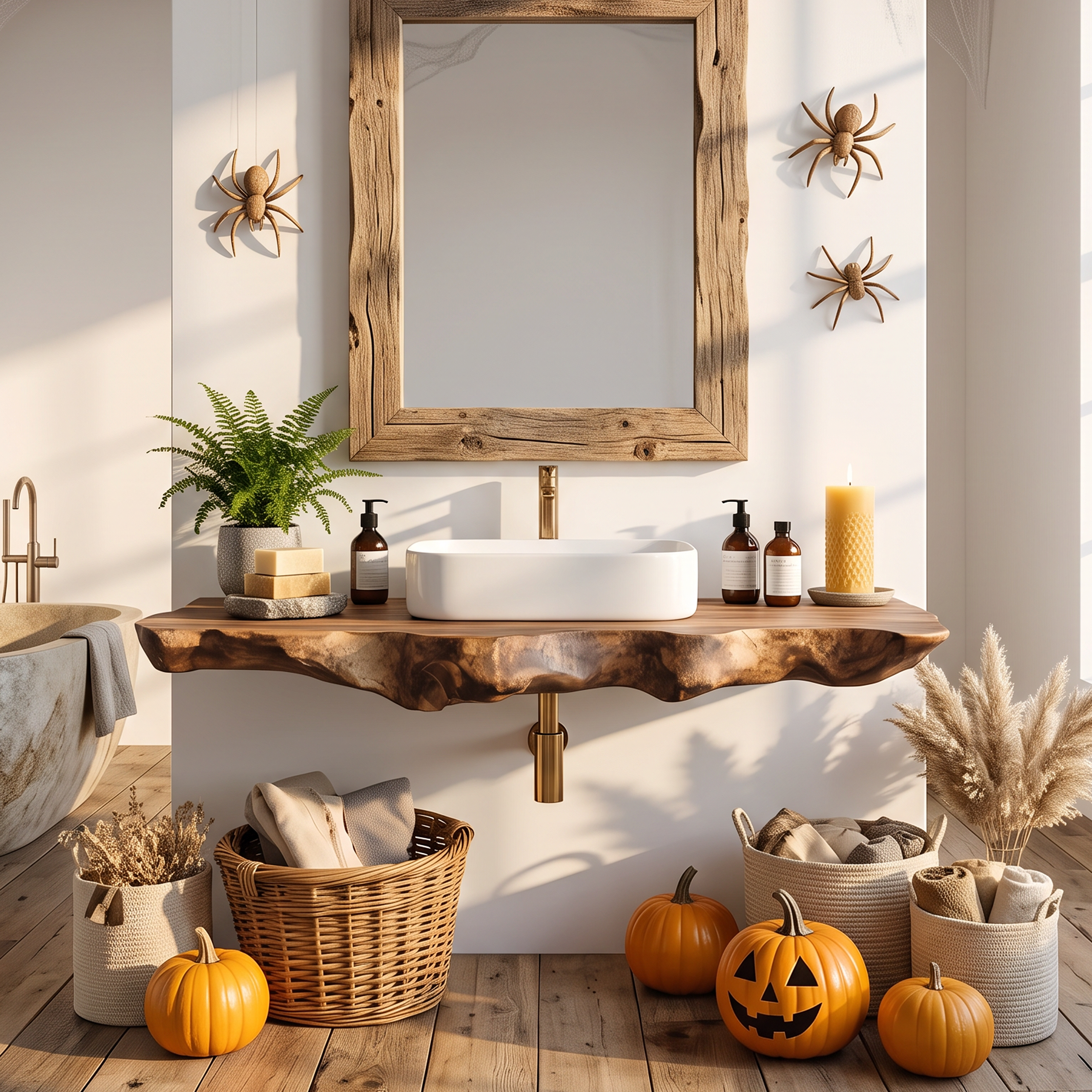 Modern Wooden Live Edge Bathroom Shelf For Furniture Decor Halloween Ideas SILDTTRHBS004