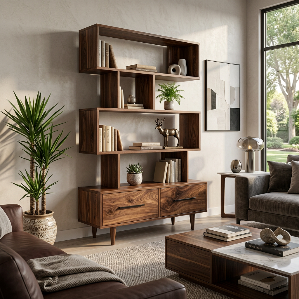 Minimal Natural Wood Bookshelf With Tiers For Home Decor RTTHTTBS118