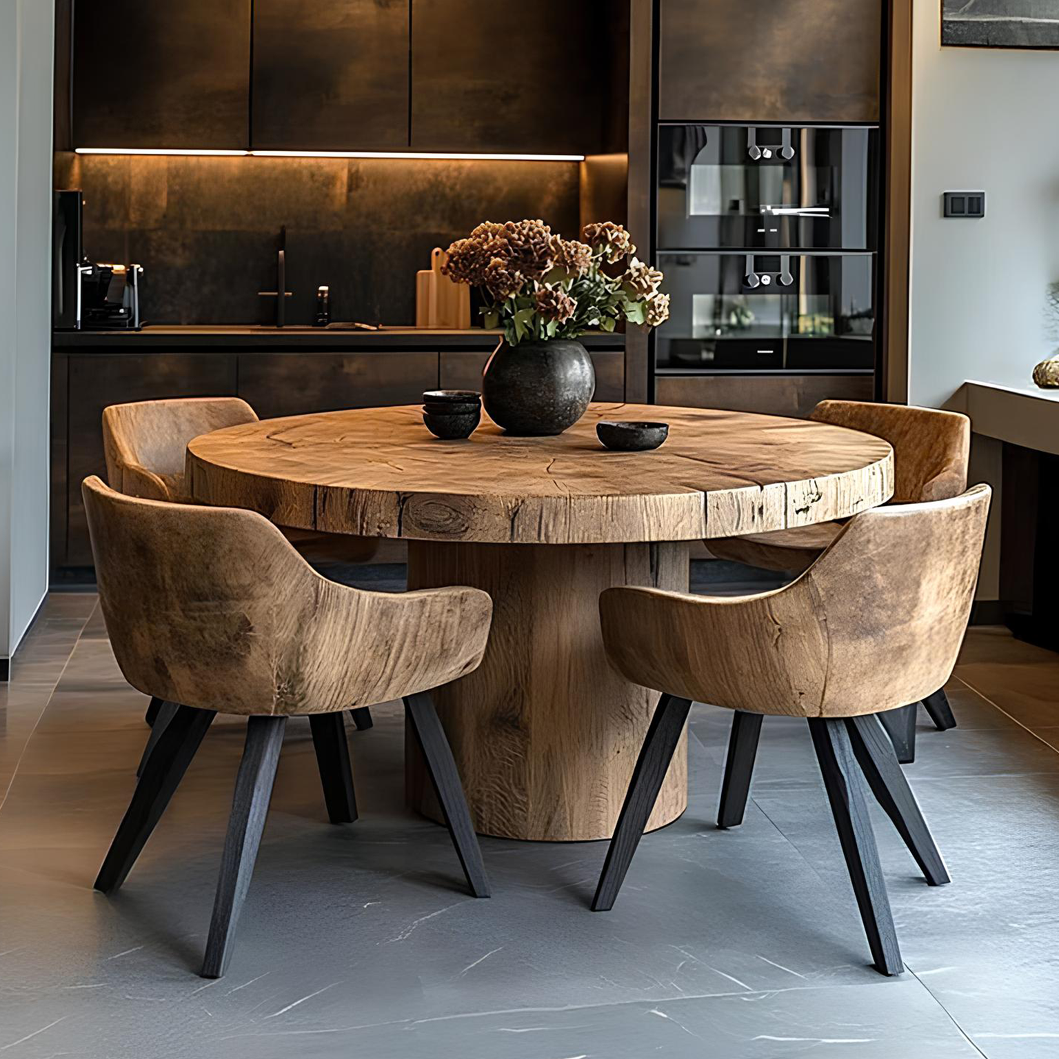 Rustic Round Dining Table Living Room Or Kitchen SINLSADT073