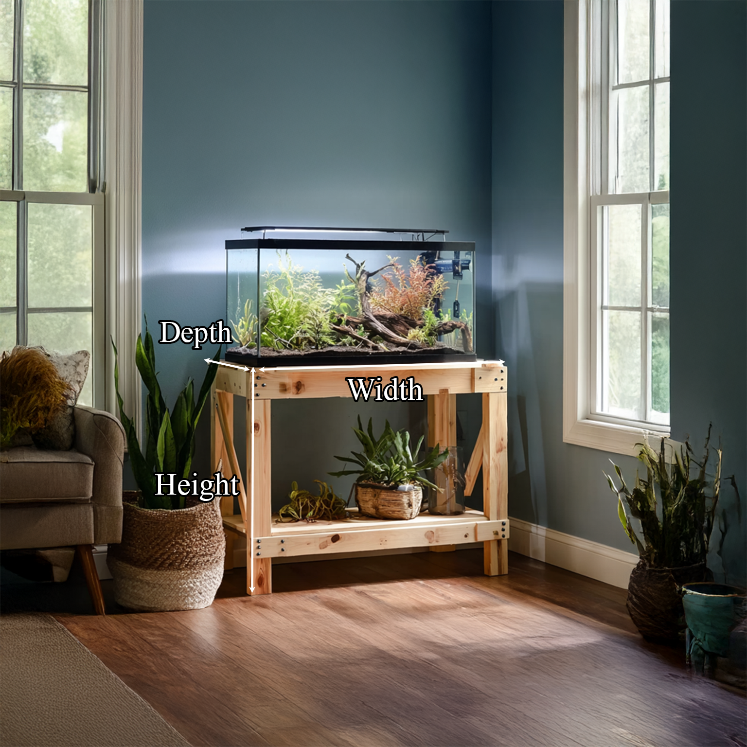 Rustic Aquarium Stand Living Room Or Office SINLSAWT009