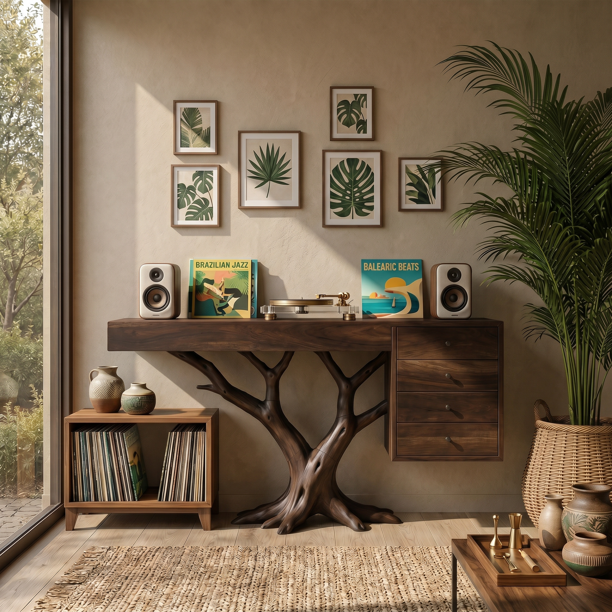 Organic Floating Console Table Designer Entryway SILDTTRCS074